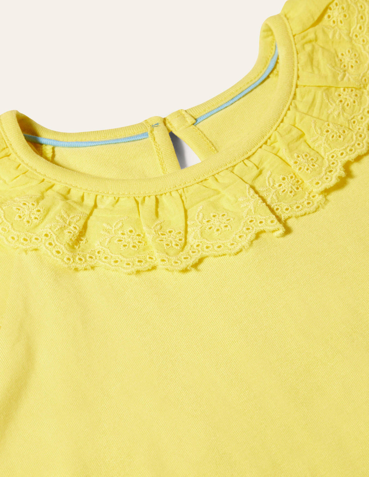 Broderie Detail Jersey Top-Sweetcorn Yellow - Image 3