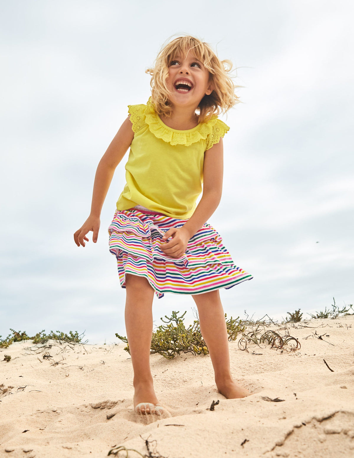 Broderie Detail Jersey Top-Sweetcorn Yellow-4