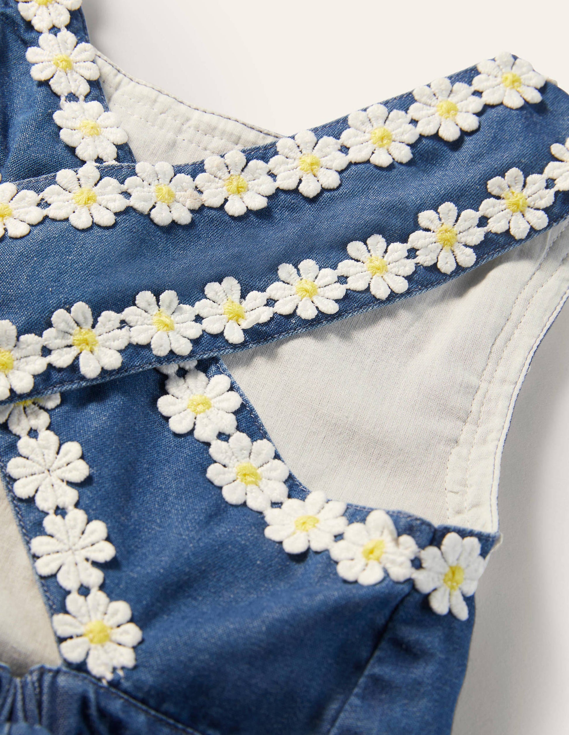 Cross-back Woven Top-Chambray Daisy Chain-3