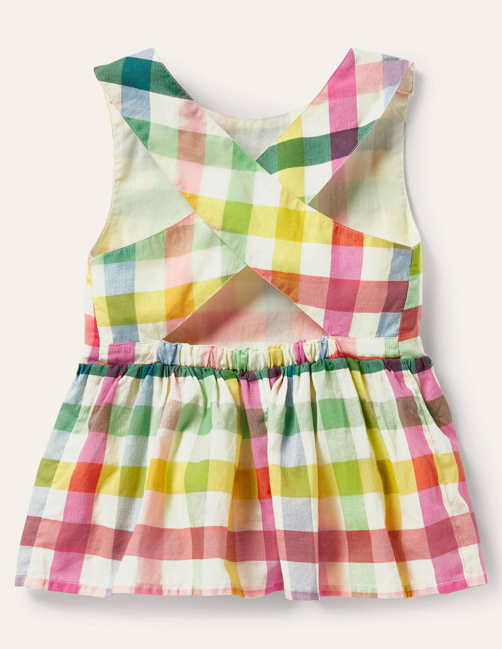 Cross-back Woven Top-Multi Rainbow Gingham - Image 2