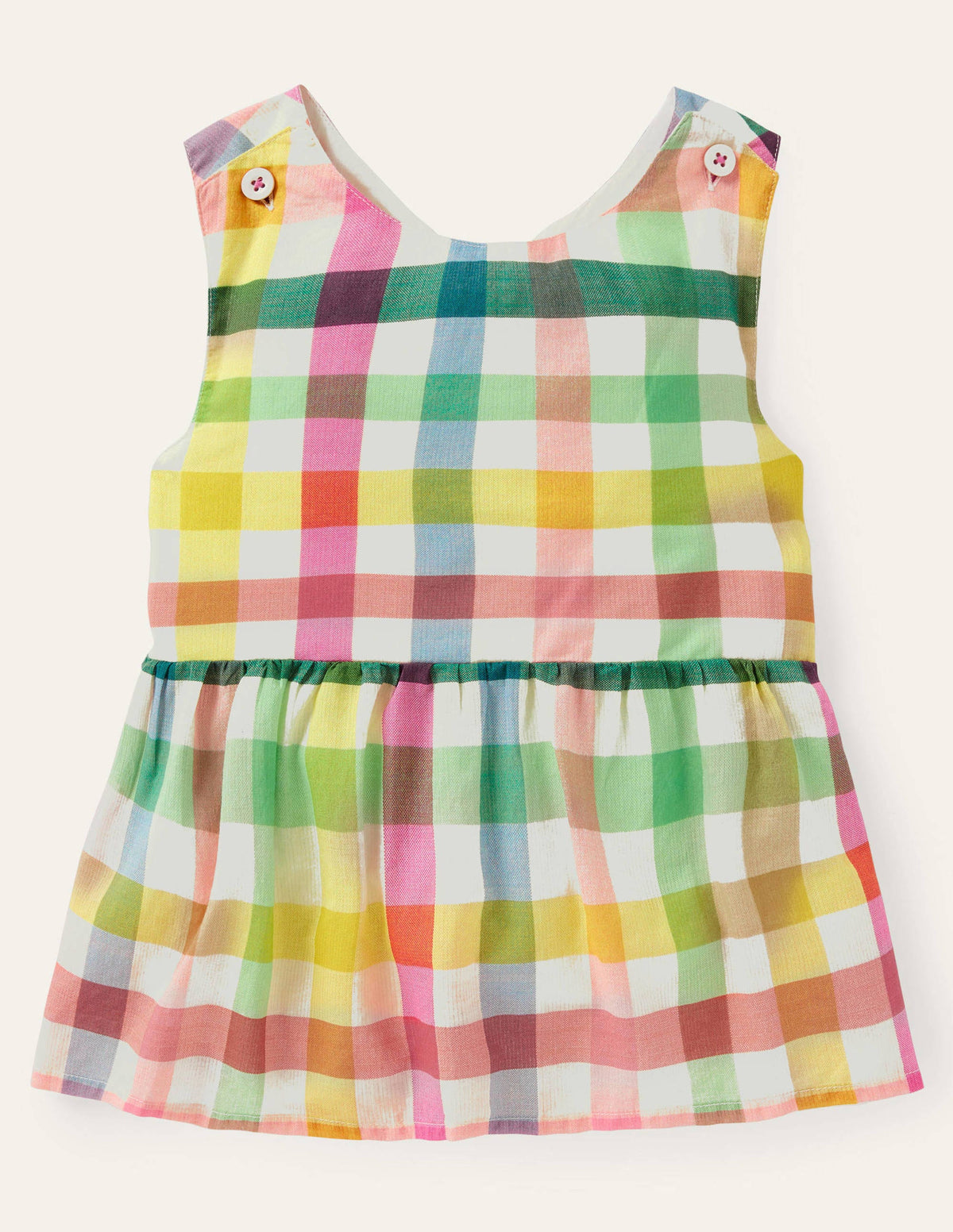 Cross-back Woven Top-Multi Rainbow Gingham - Image 1