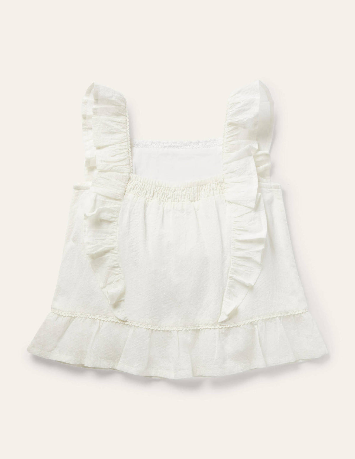 Lace Frill Woven Top-Ivory-2