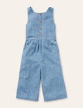 Embroidered Wide Leg Jumpsuit-Chambray Daisy Chain