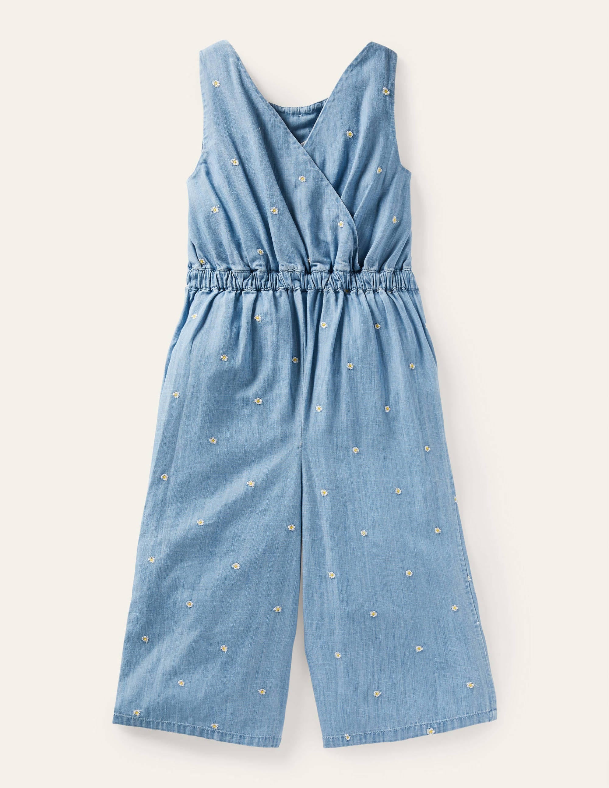 Embroidered Wide Leg Jumpsuit-Chambray Daisy Chain - Image 2