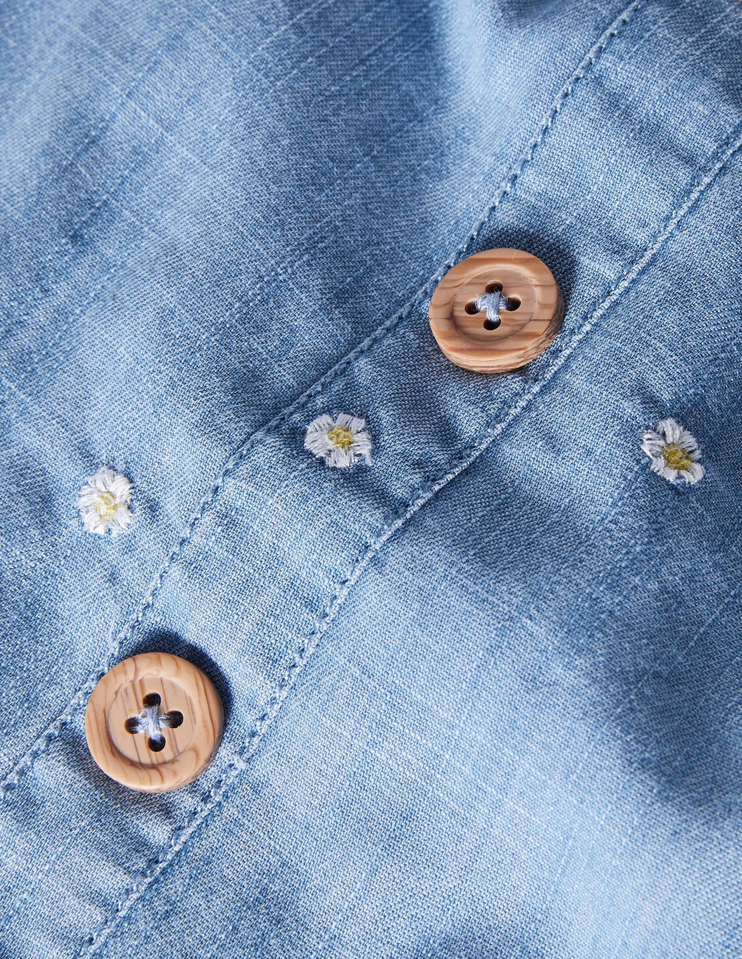 Embroidered Wide Leg Jumpsuit-Chambray Daisy Chain