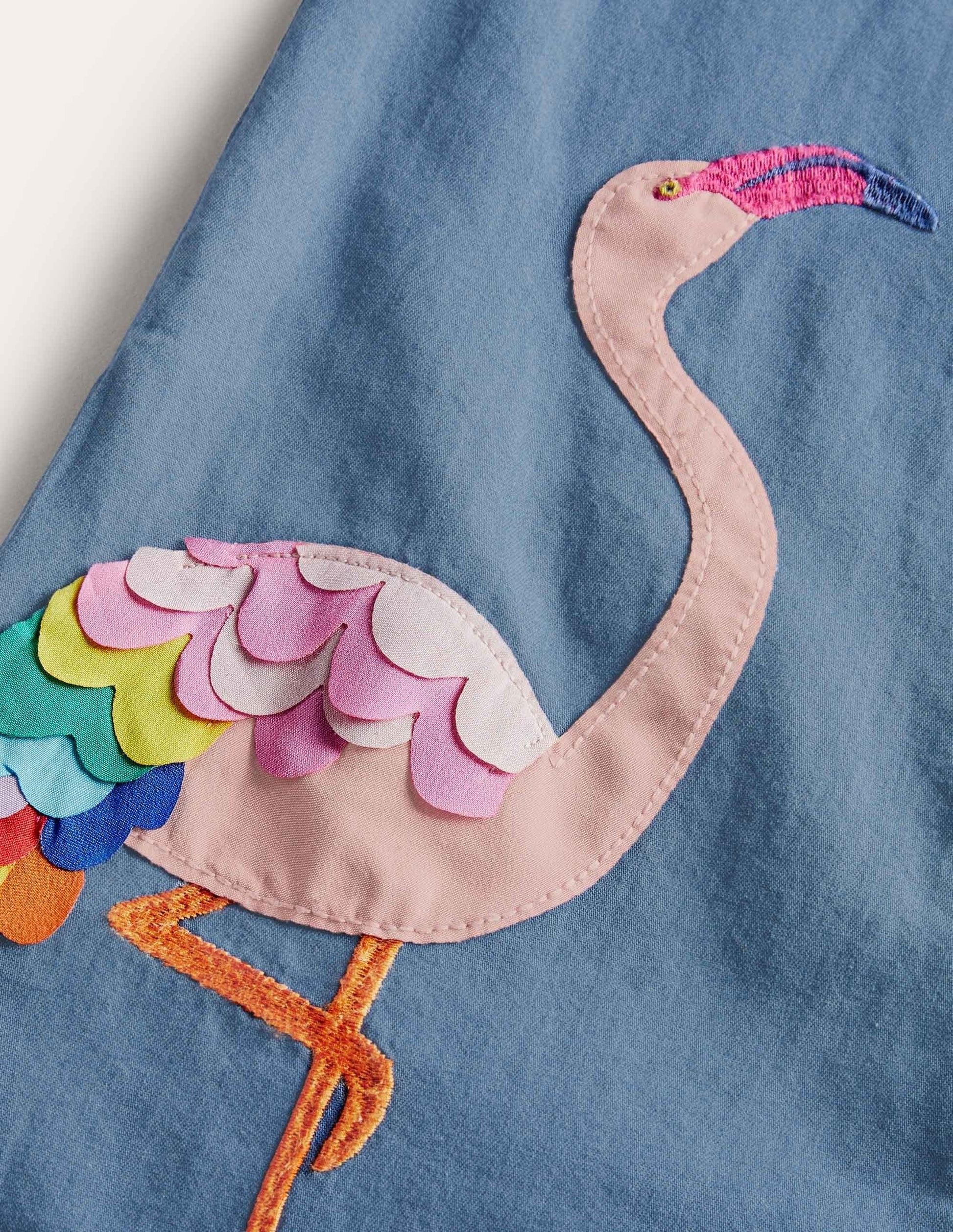 Tie Shoulder Frill Romper-Chambray Flamingo-3