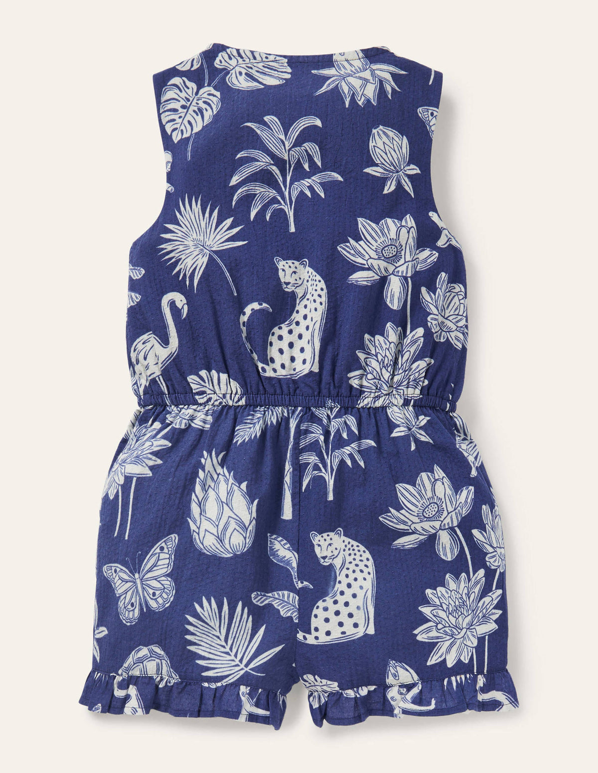 Button-through Woven Romper-Starboard Blue Botanical - Image 2