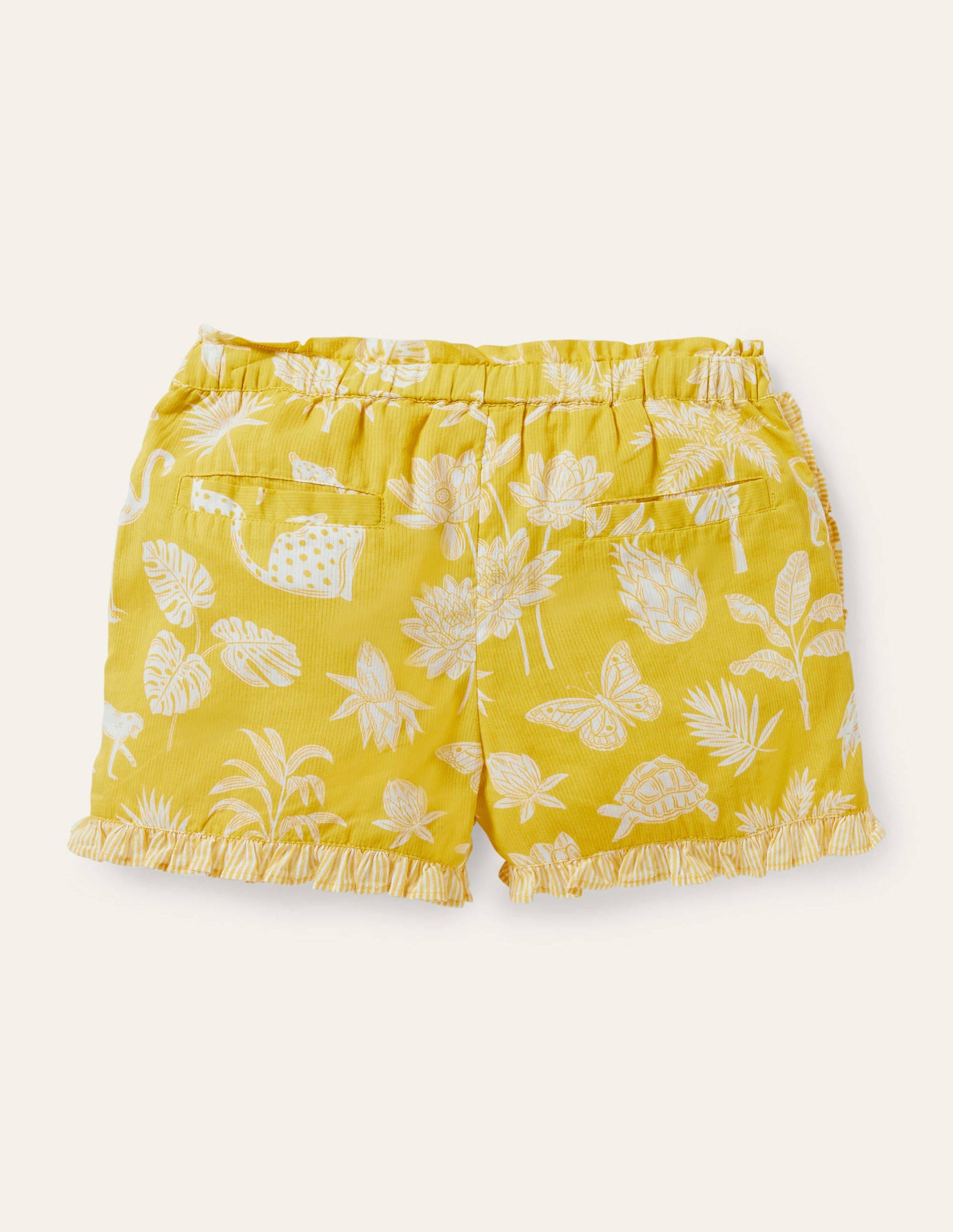 Hotchpotch Frill Shorts-Sweetcorn Yellow Botanical-2