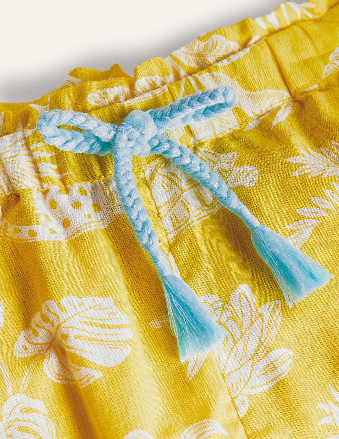 Hotchpotch Frill Shorts-Sweetcorn Yellow Botanical