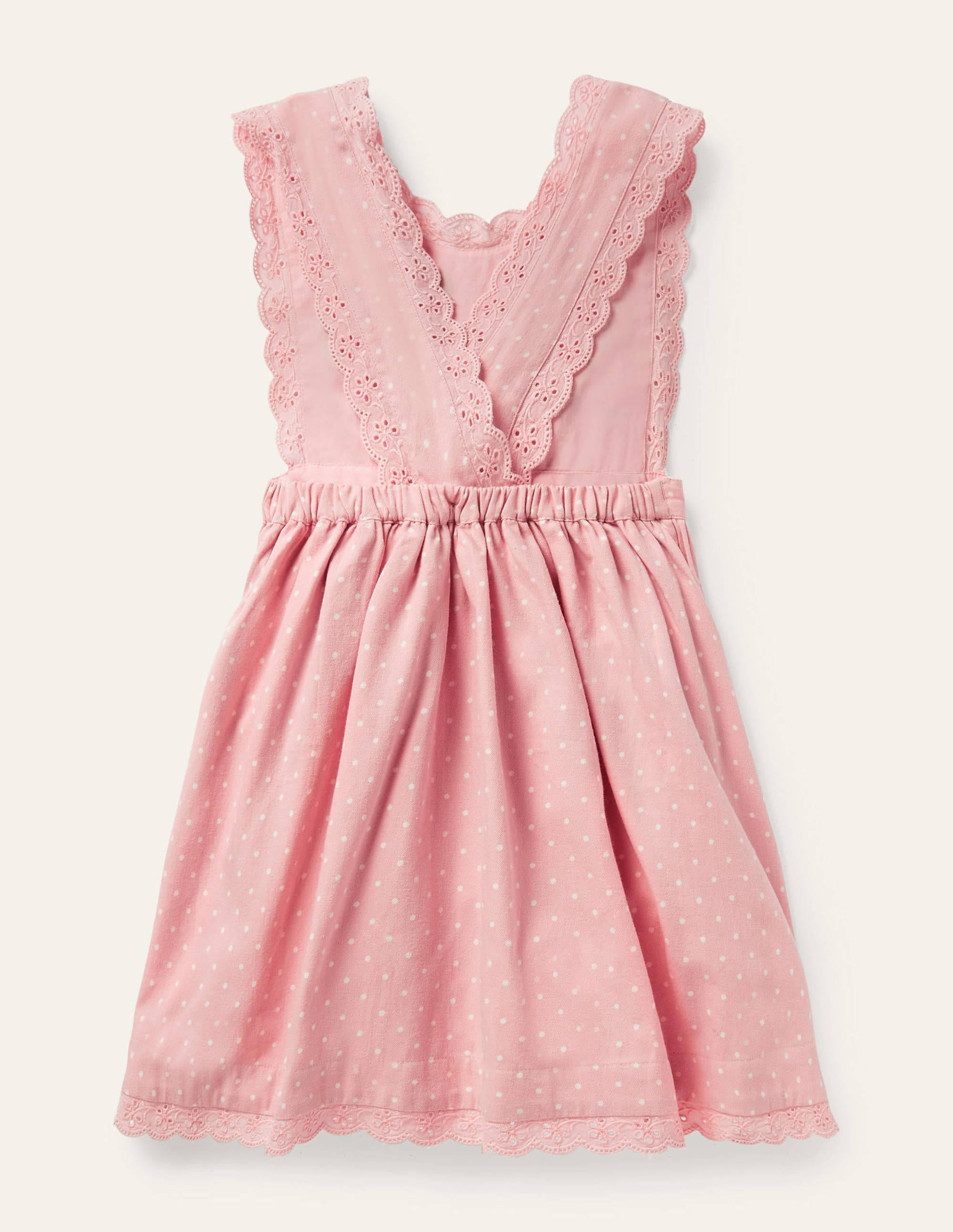 Embroidered Pinafore Dress-Boto Pink Pin Spot - Image 2