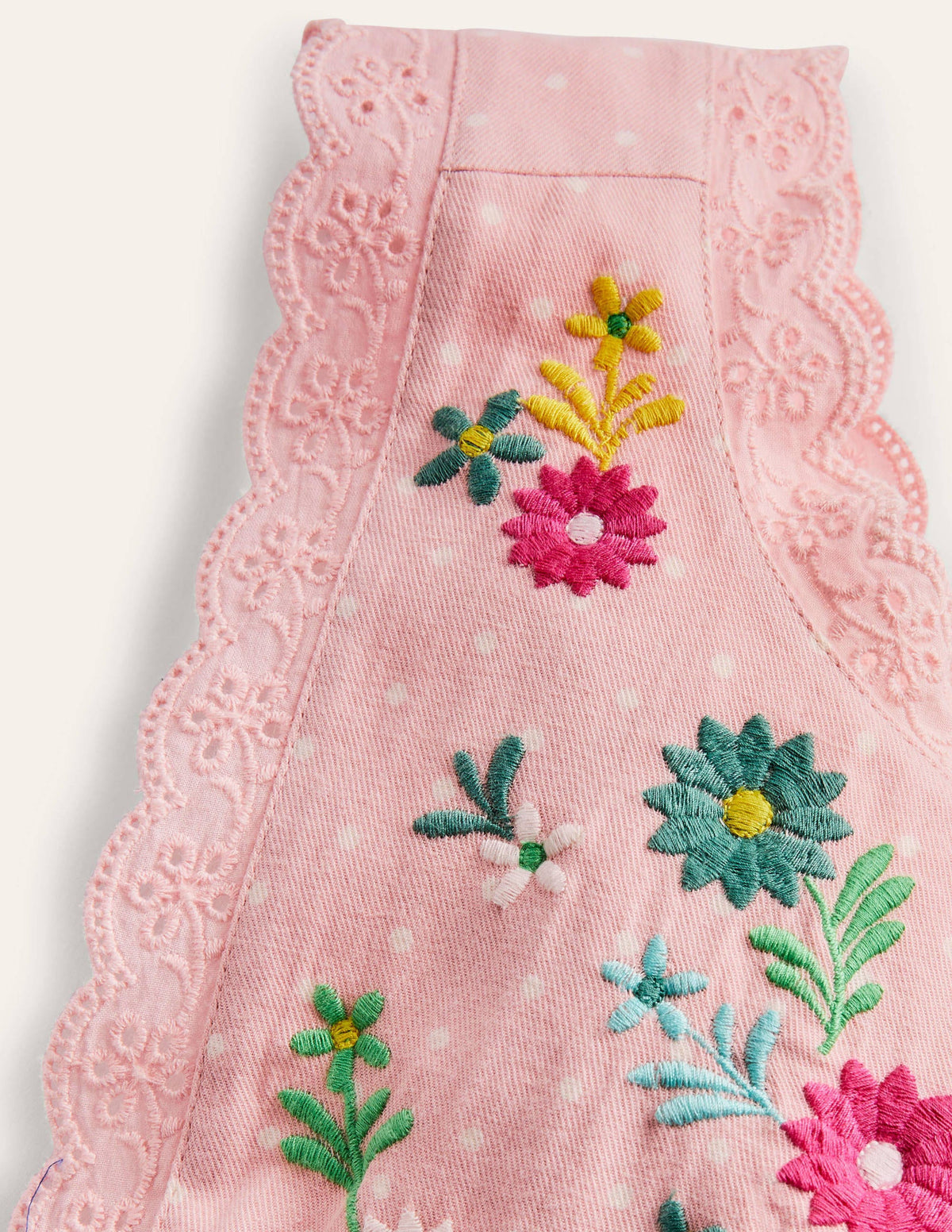 Embroidered Pinafore Dress-Boto Pink Pin Spot-3