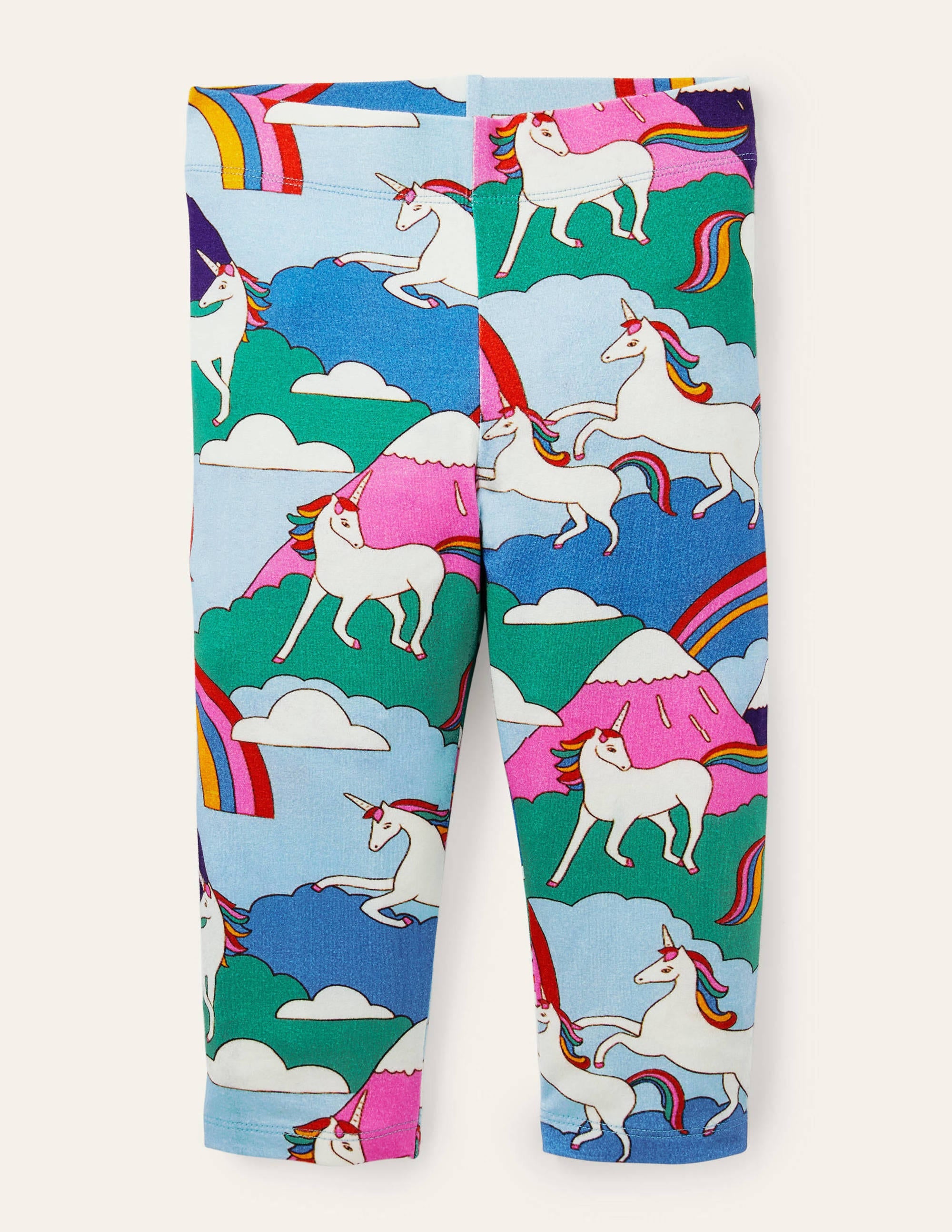 Fun Cropped Leggings-Multi Unicorn Mountain - Image 1