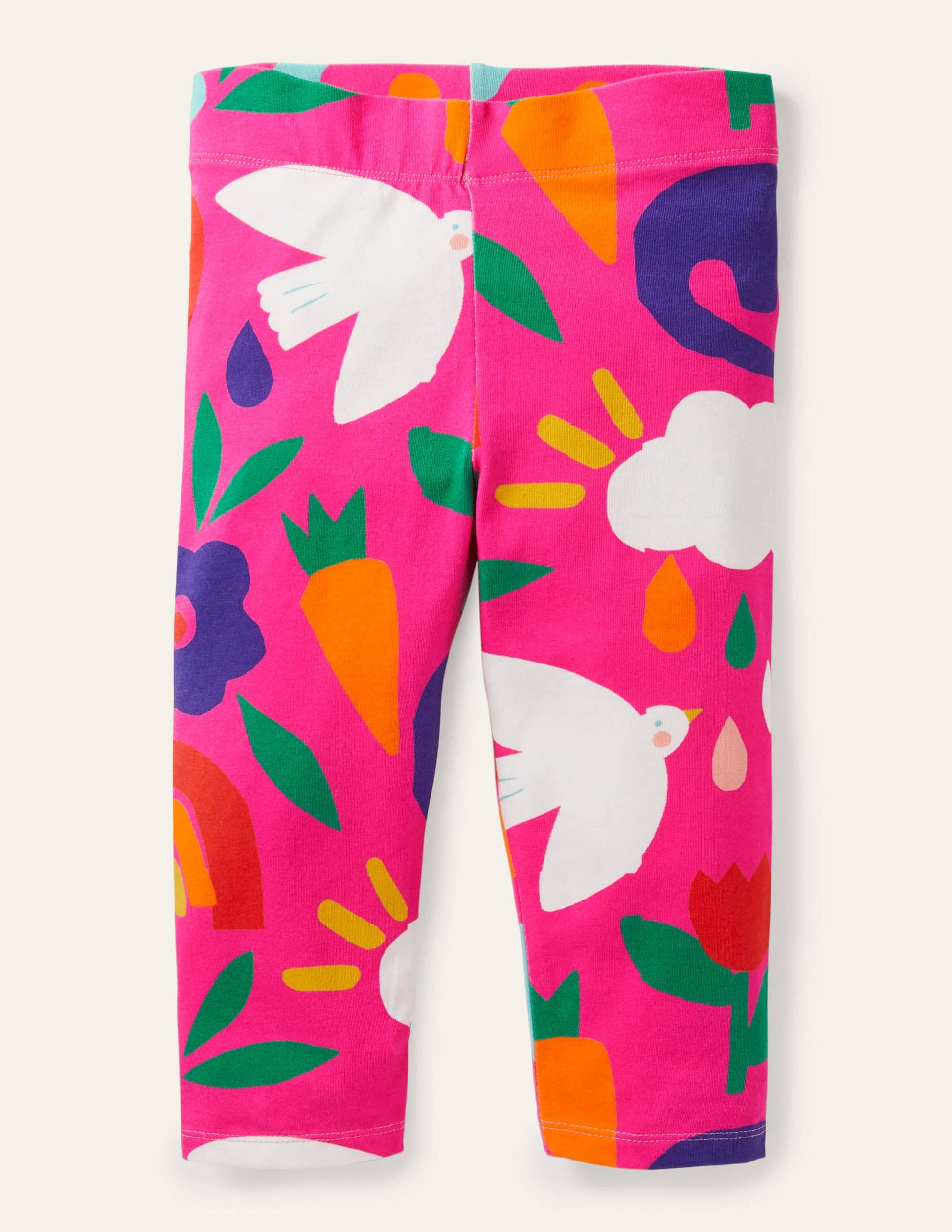 Fun Cropped Leggings-Tickled Pink Happy Dino-1