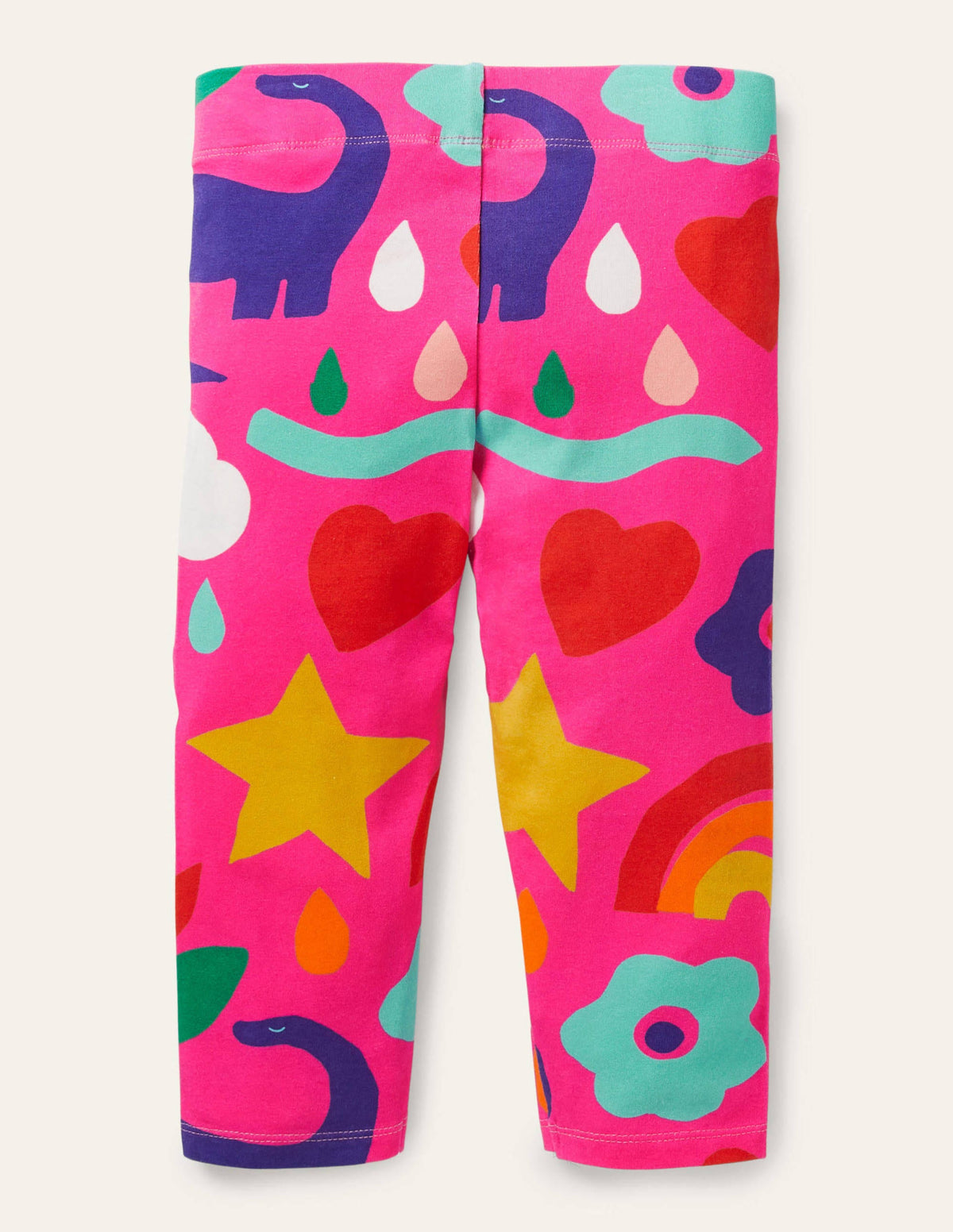 Fun Cropped Leggings-Tickled Pink Happy Dino - Image 2