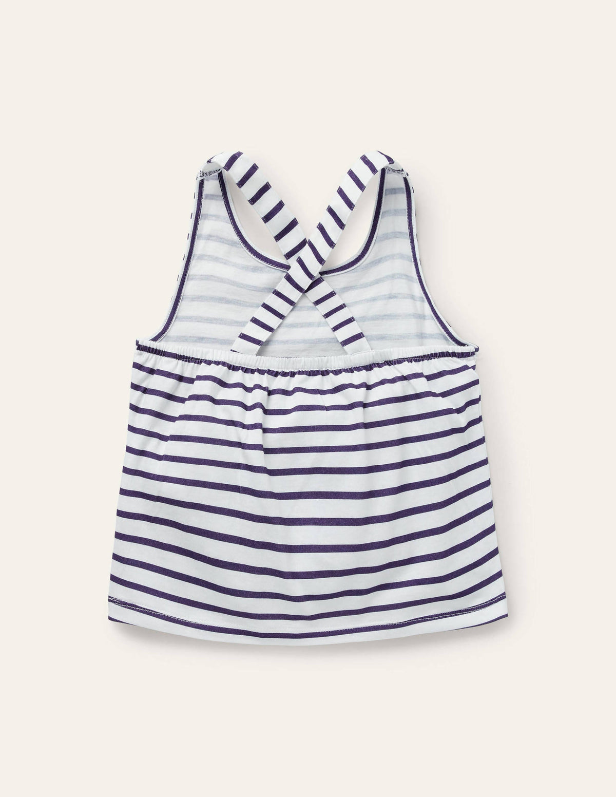 Cross-back Tank-White/Indigo Navy-2