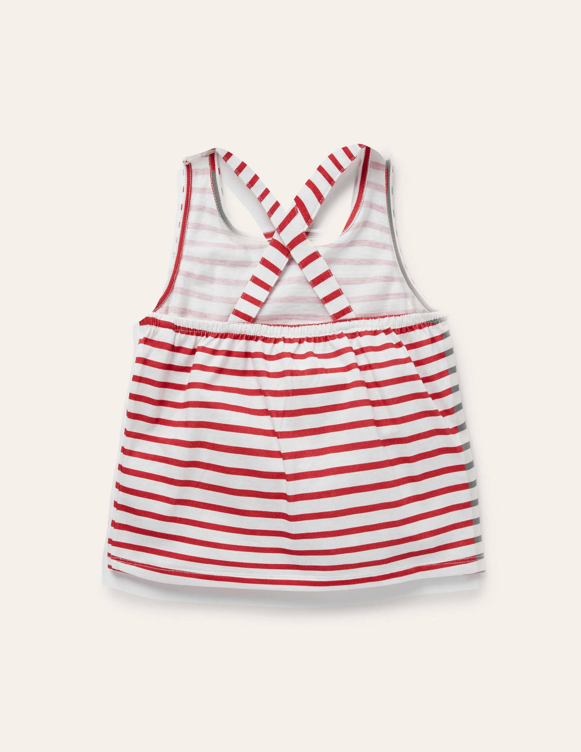 Cross-back Tank-Ivory/ Strawberry Tart Red-2