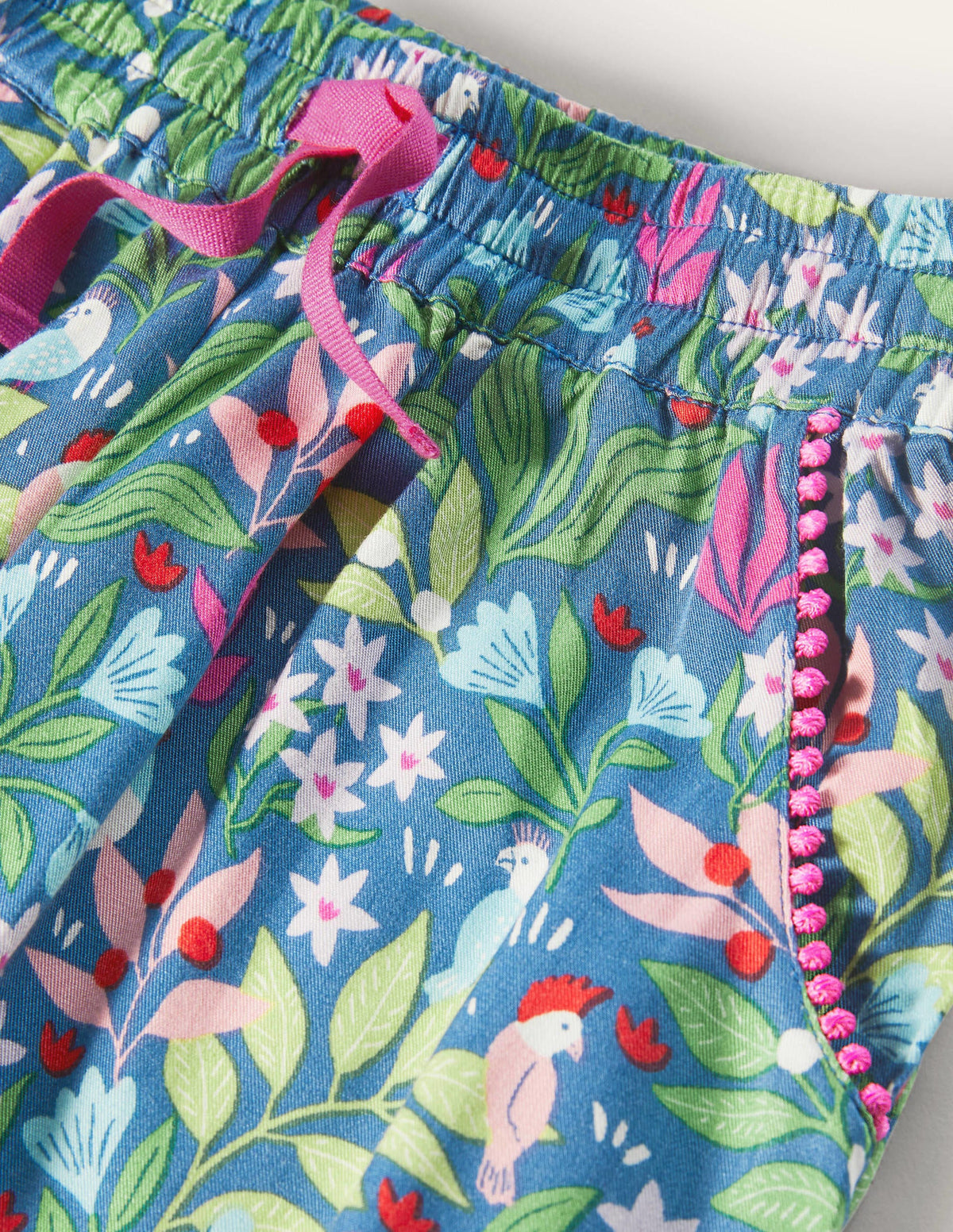 Relaxed Woven Printed Pants-Venice Blue Tropical Garden-3