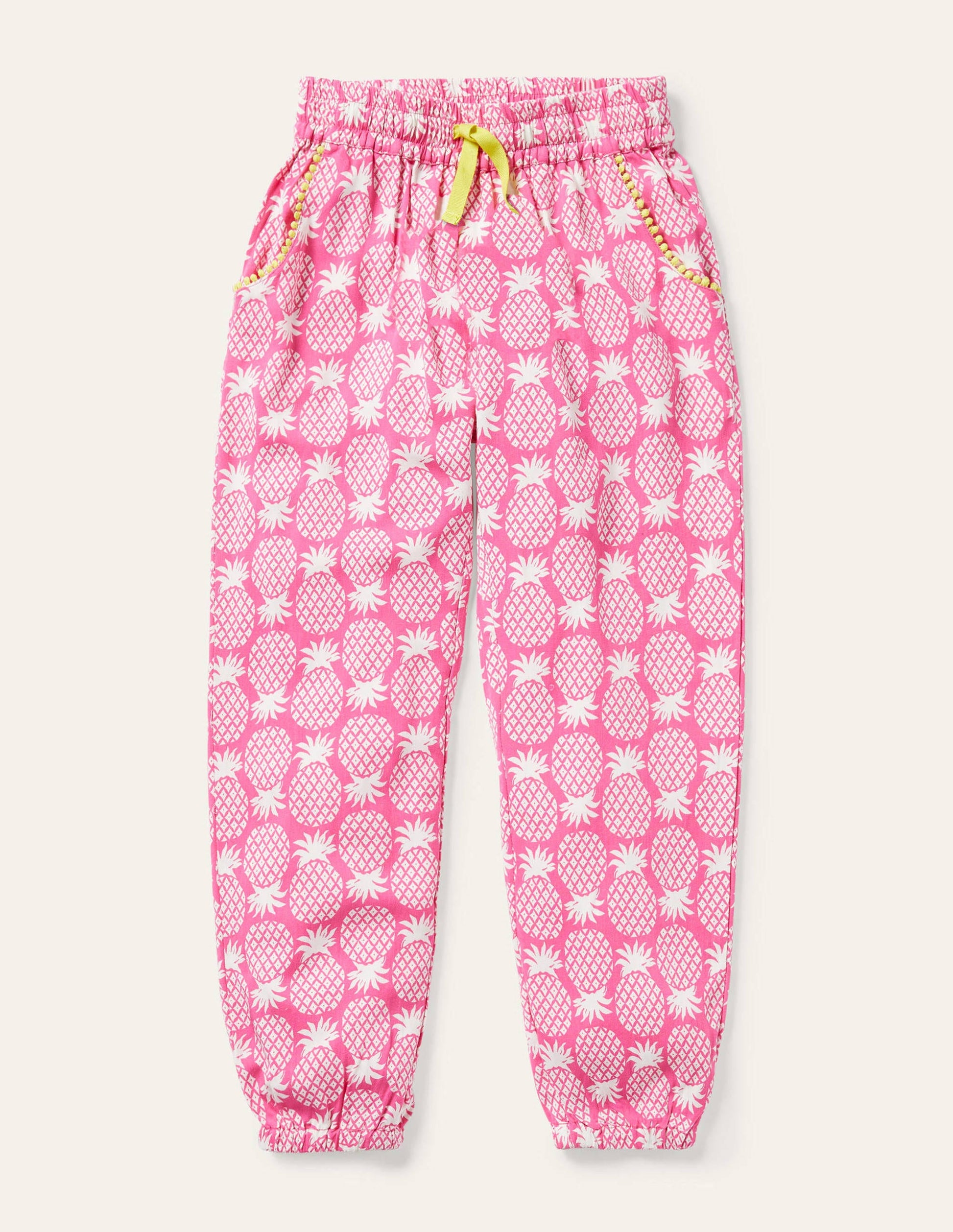 Relaxed Woven Printed Pants-Party Pink Pineapple Geo-1