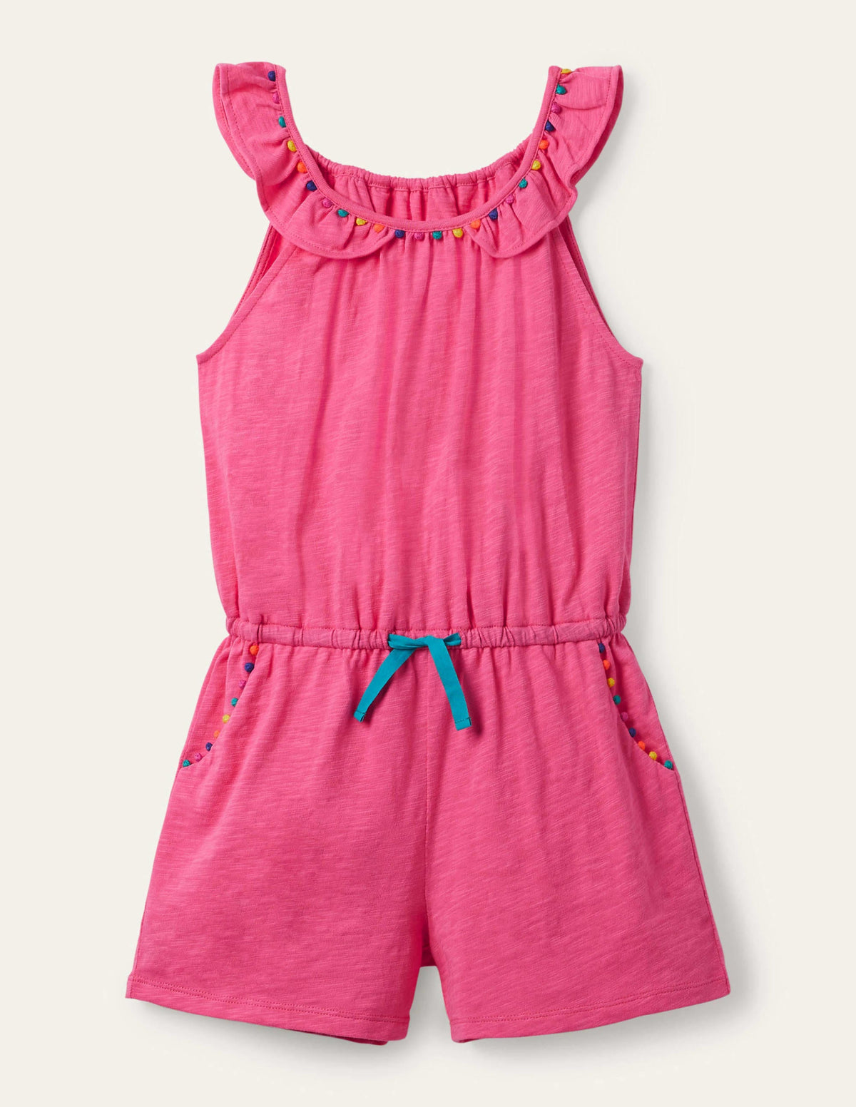 Charlie Pom Jersey Romper-Bright Camellia - Image 1