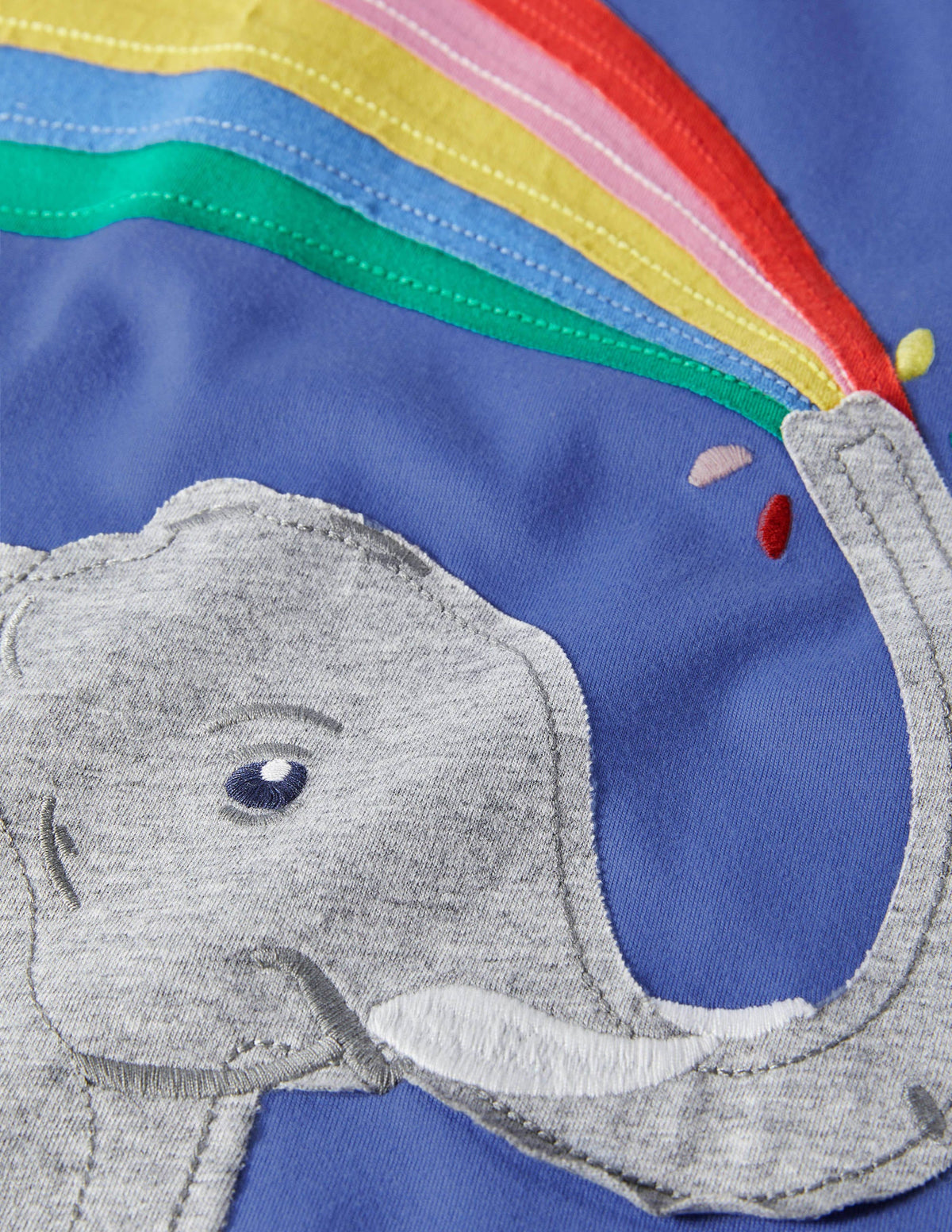 Rainbow Appliqué T-shirt-Gulf Blue Elephant-3