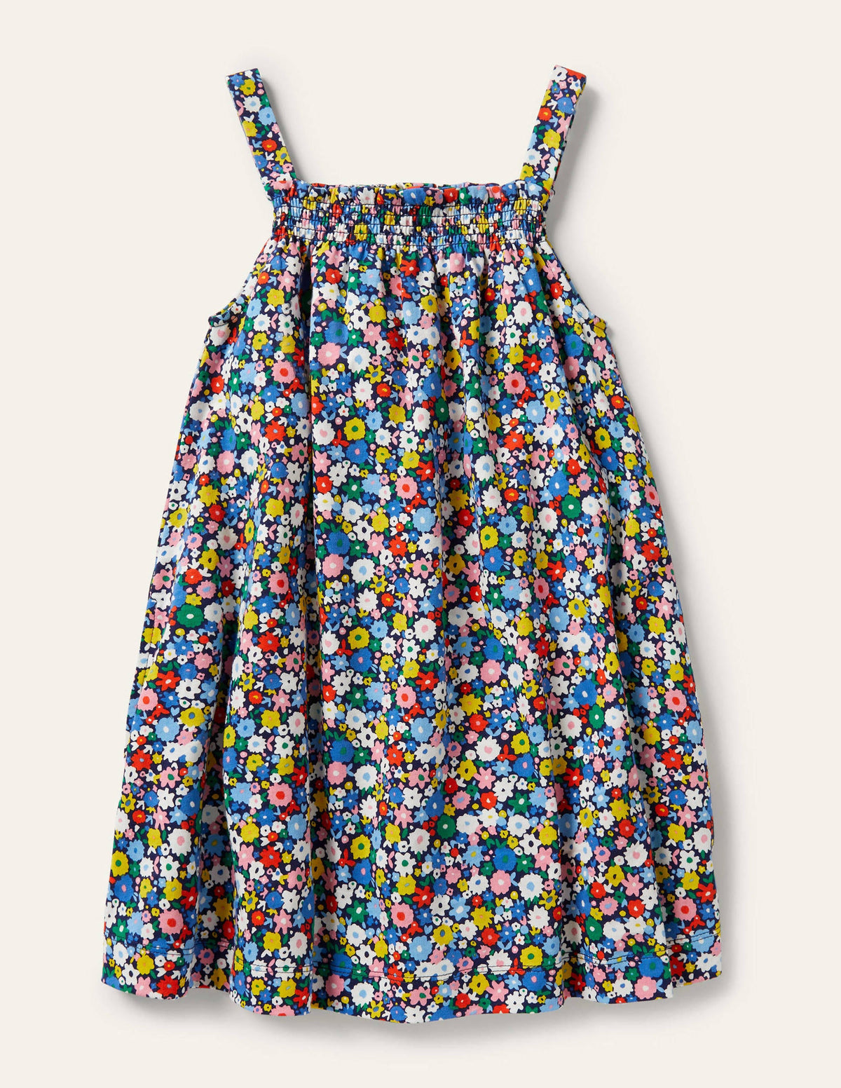 Smocked Skort Dress-Elizabethan Blue Flowerpatch - Image 1