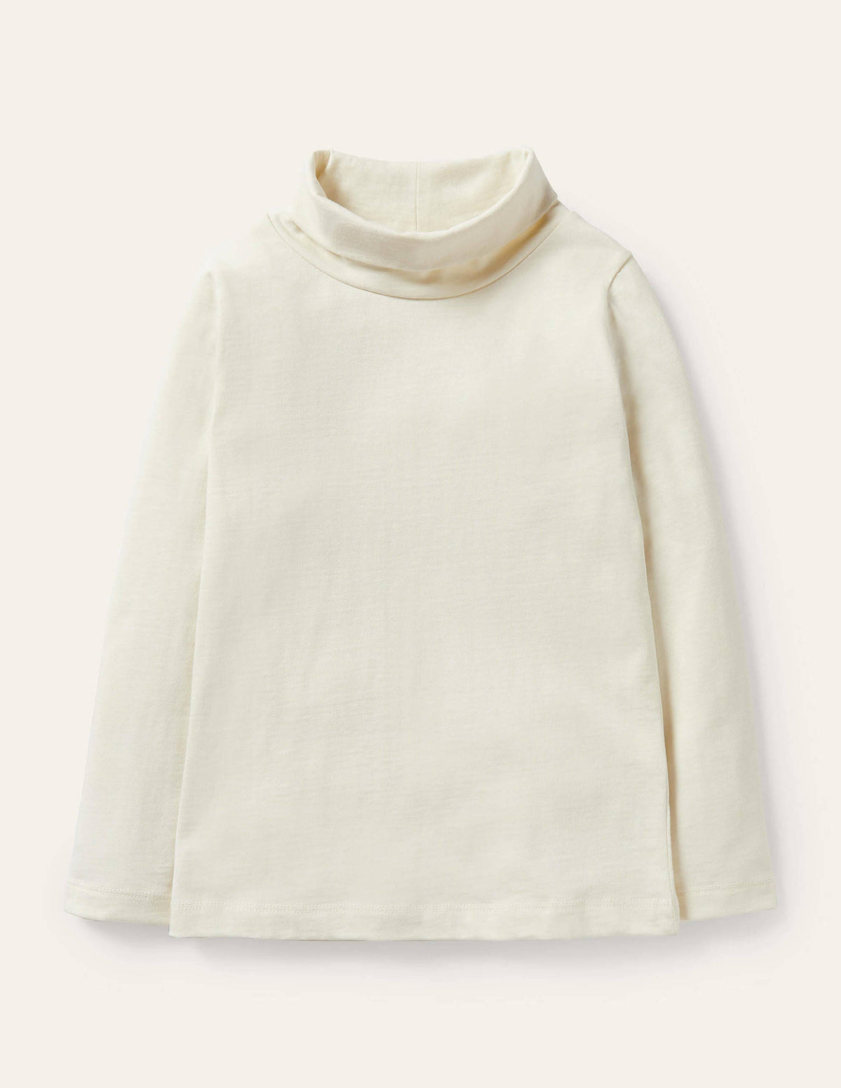 Roll Neck Supersoft T-shirt-Ivory - Image 1