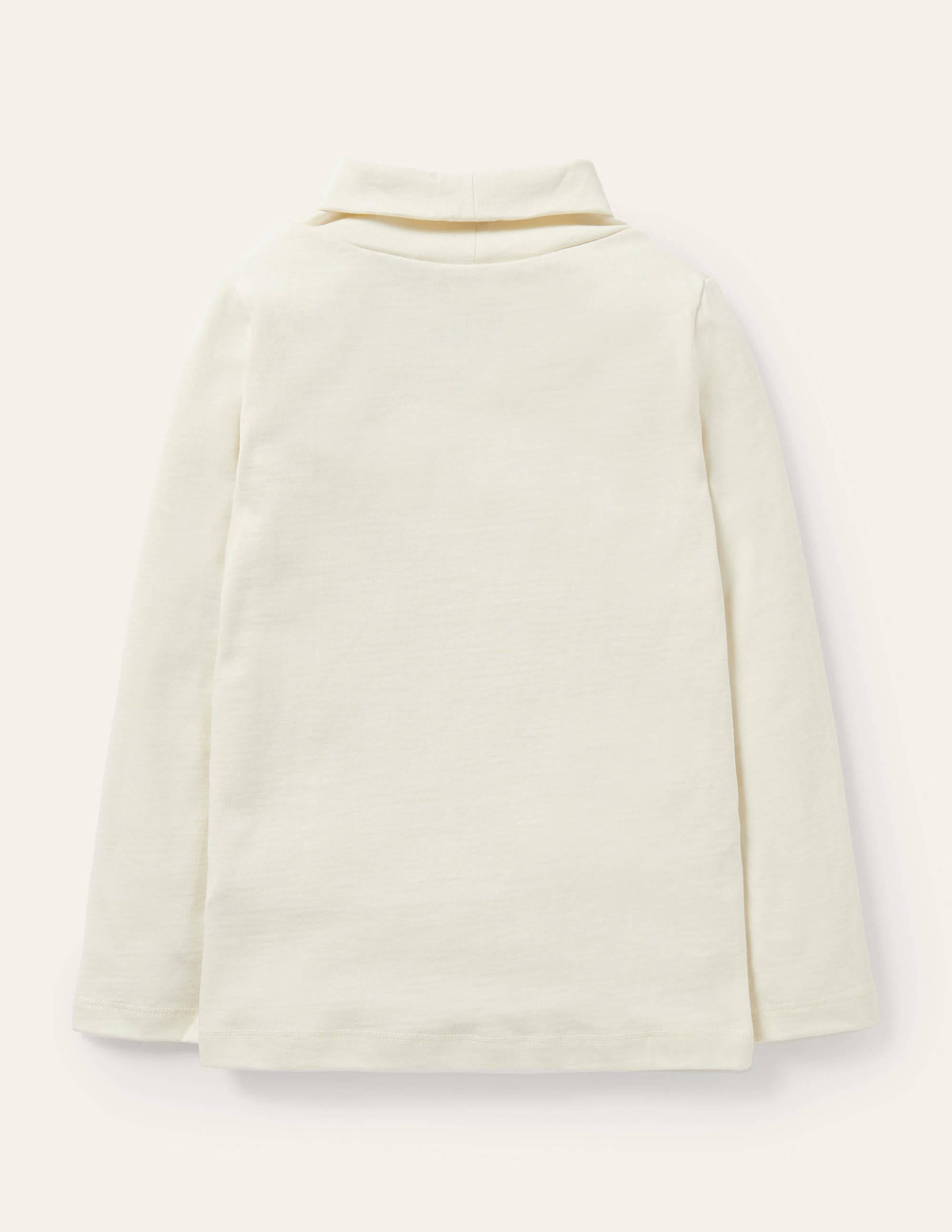 Roll Neck Supersoft T-shirt-Ivory - Image 2