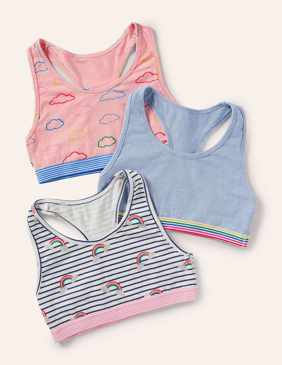 Sporty Crop Tops 3 Pack-Rainbow Clouds-1