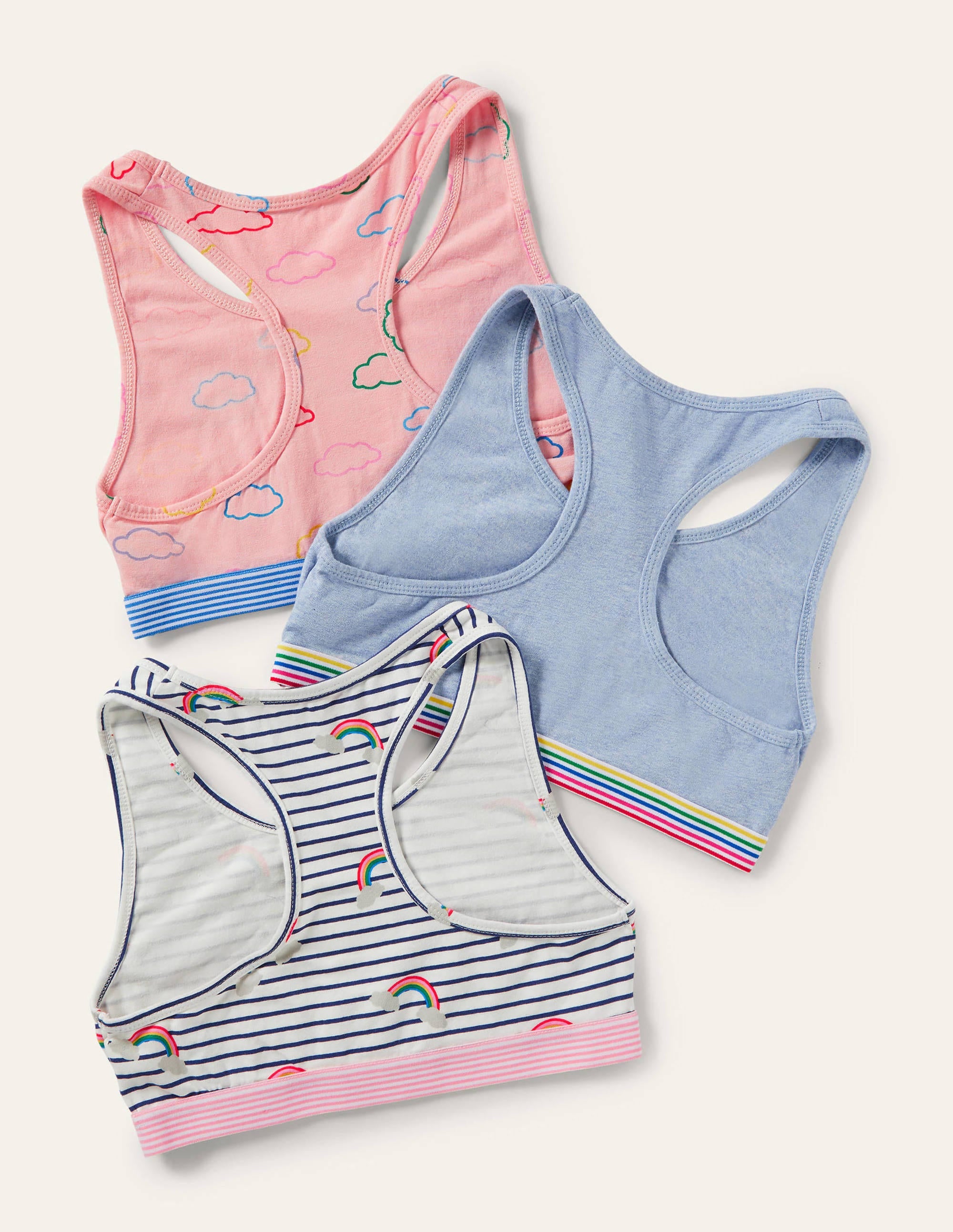 Sporty Crop Tops 3 Pack-Rainbow Clouds - Image 2