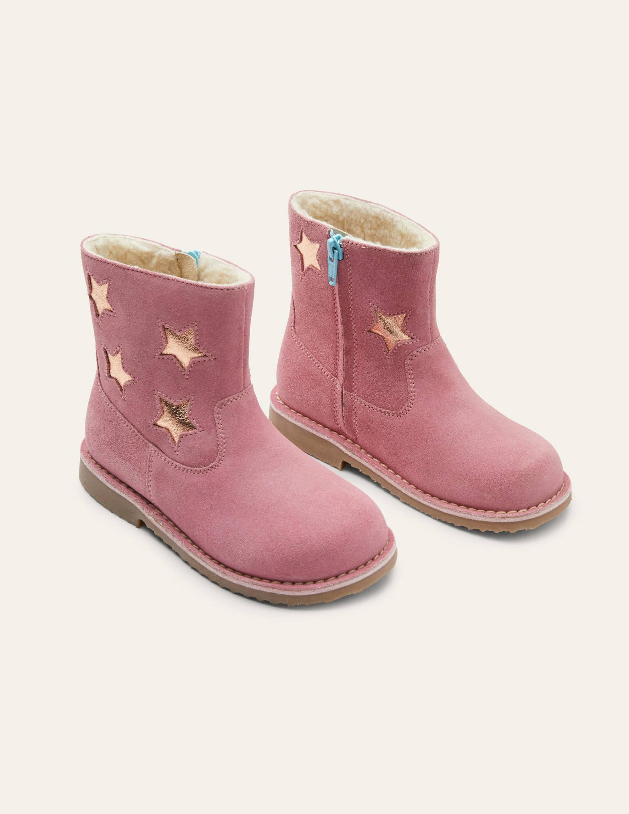 Cosy Short Leather Boots-Formica Pink Stars - Image 1