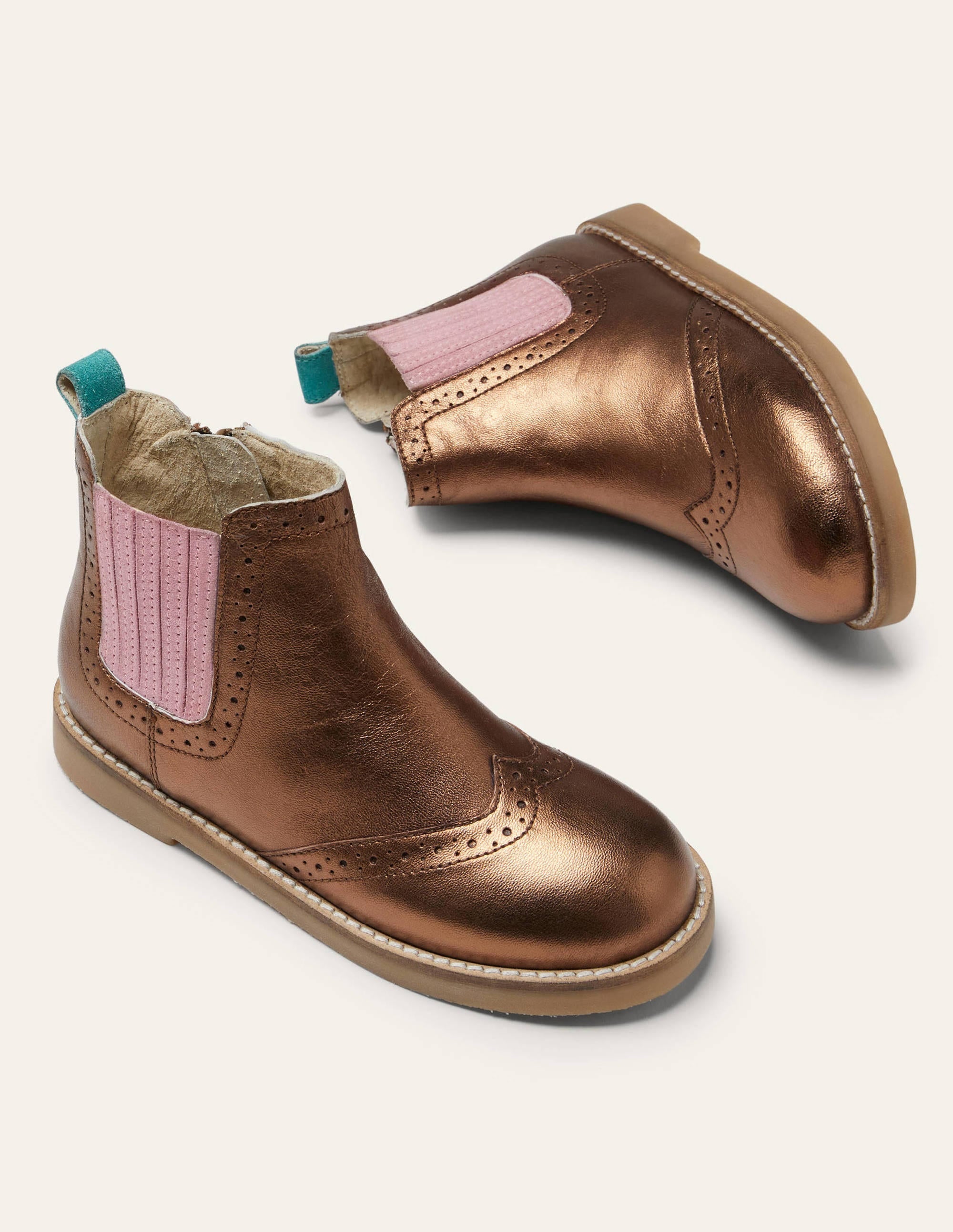 Leather Chelsea Boots-Bronze Metallic - Image 1