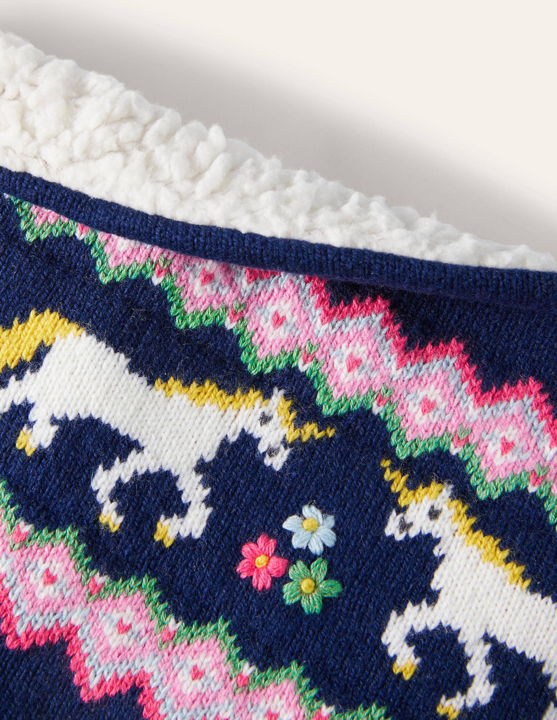 Cosy Fair Isle Snood-College Navy Unicorns-2