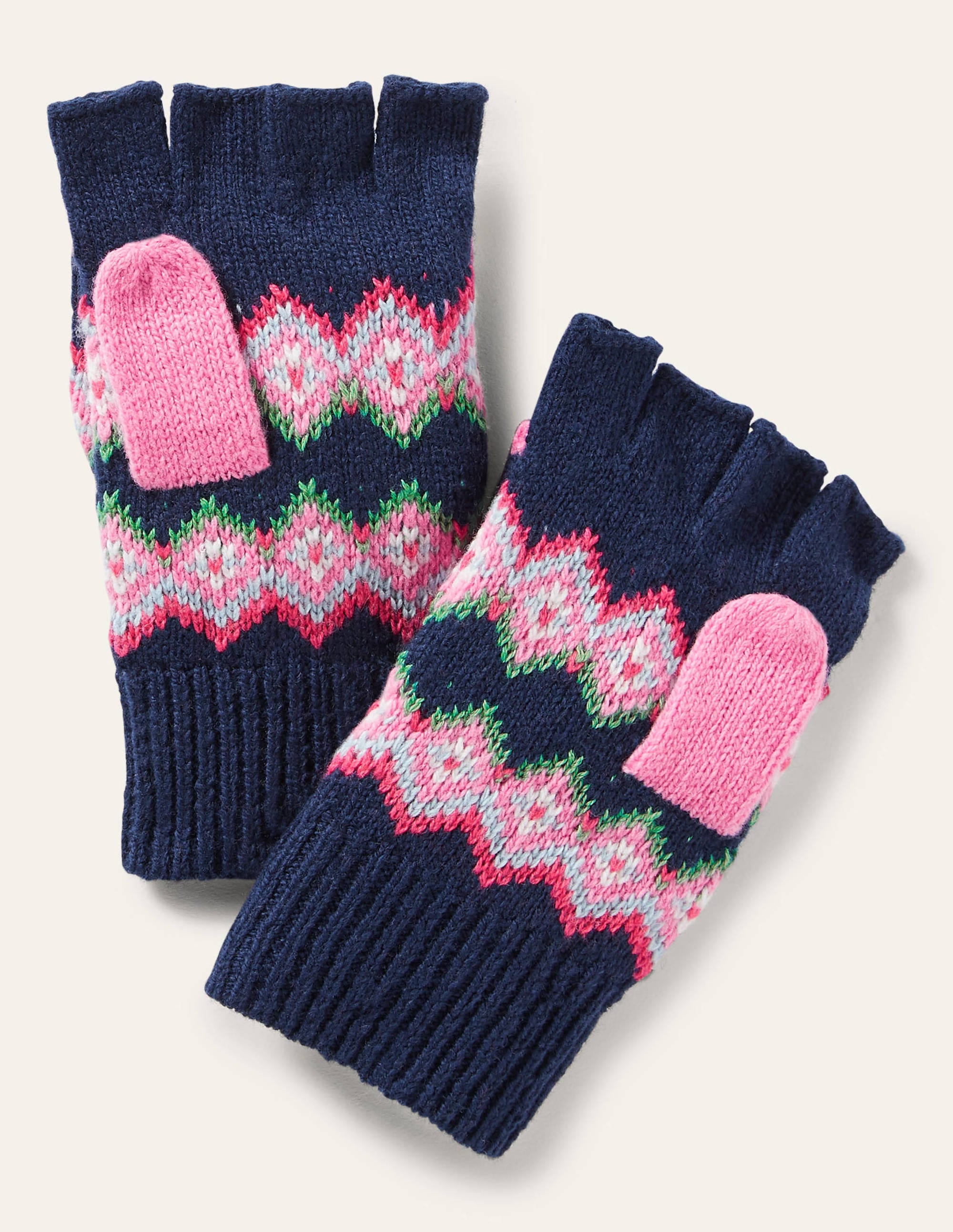 Fair Isle Mittens-College Navy - Image 1