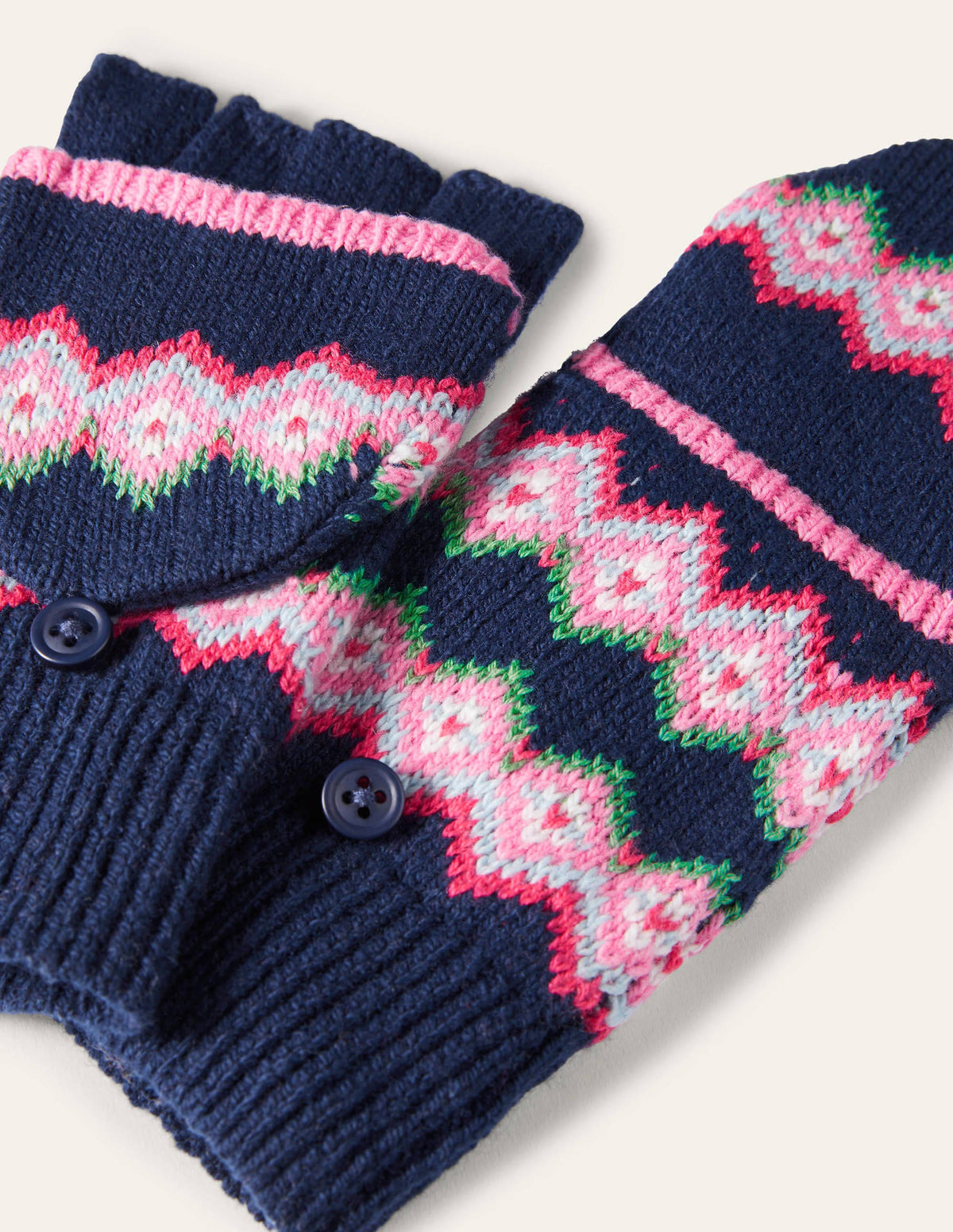 Fair Isle Mittens-College Navy - Image 2