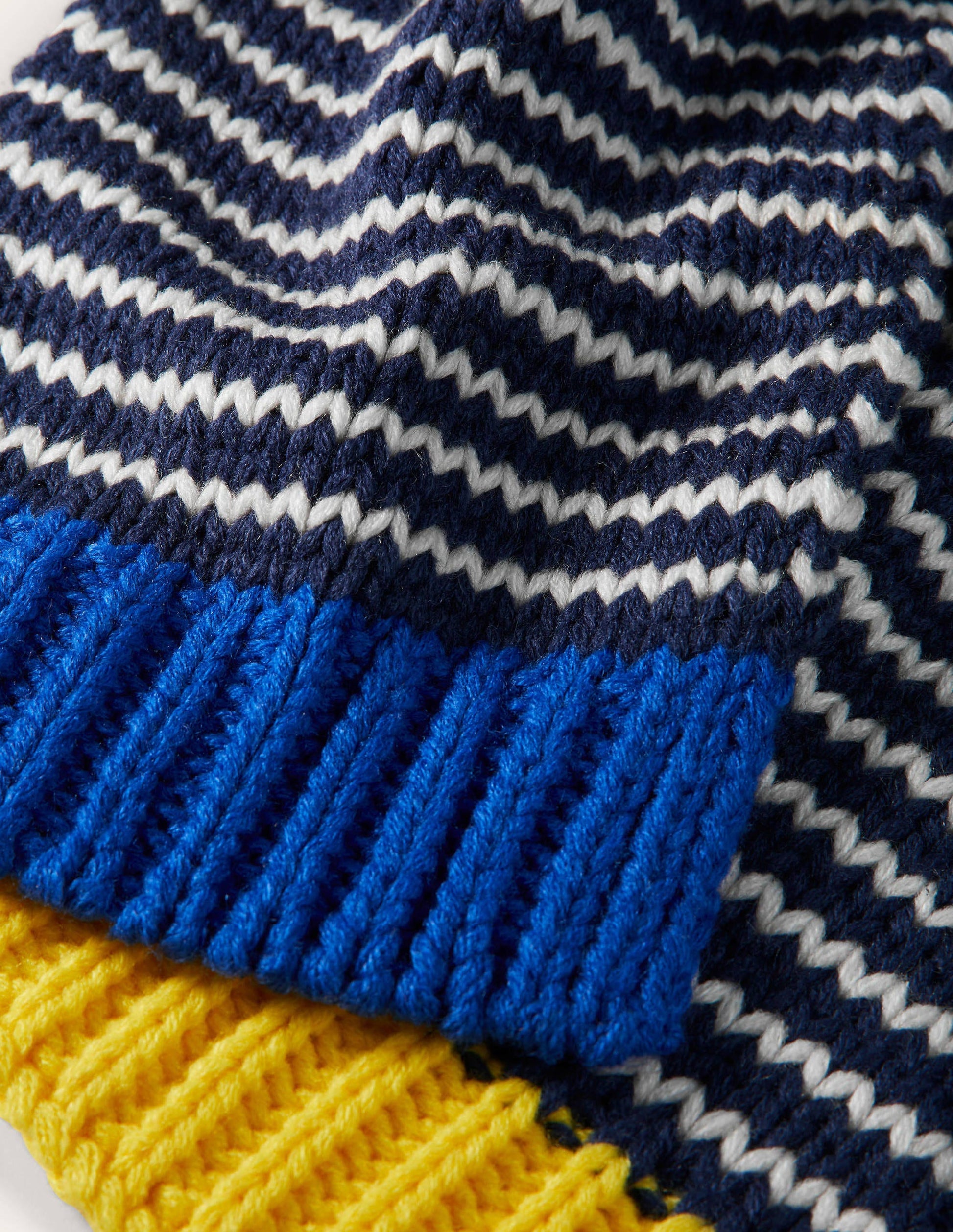 Knitted Striped Scarf-College Navy/Ivory-1