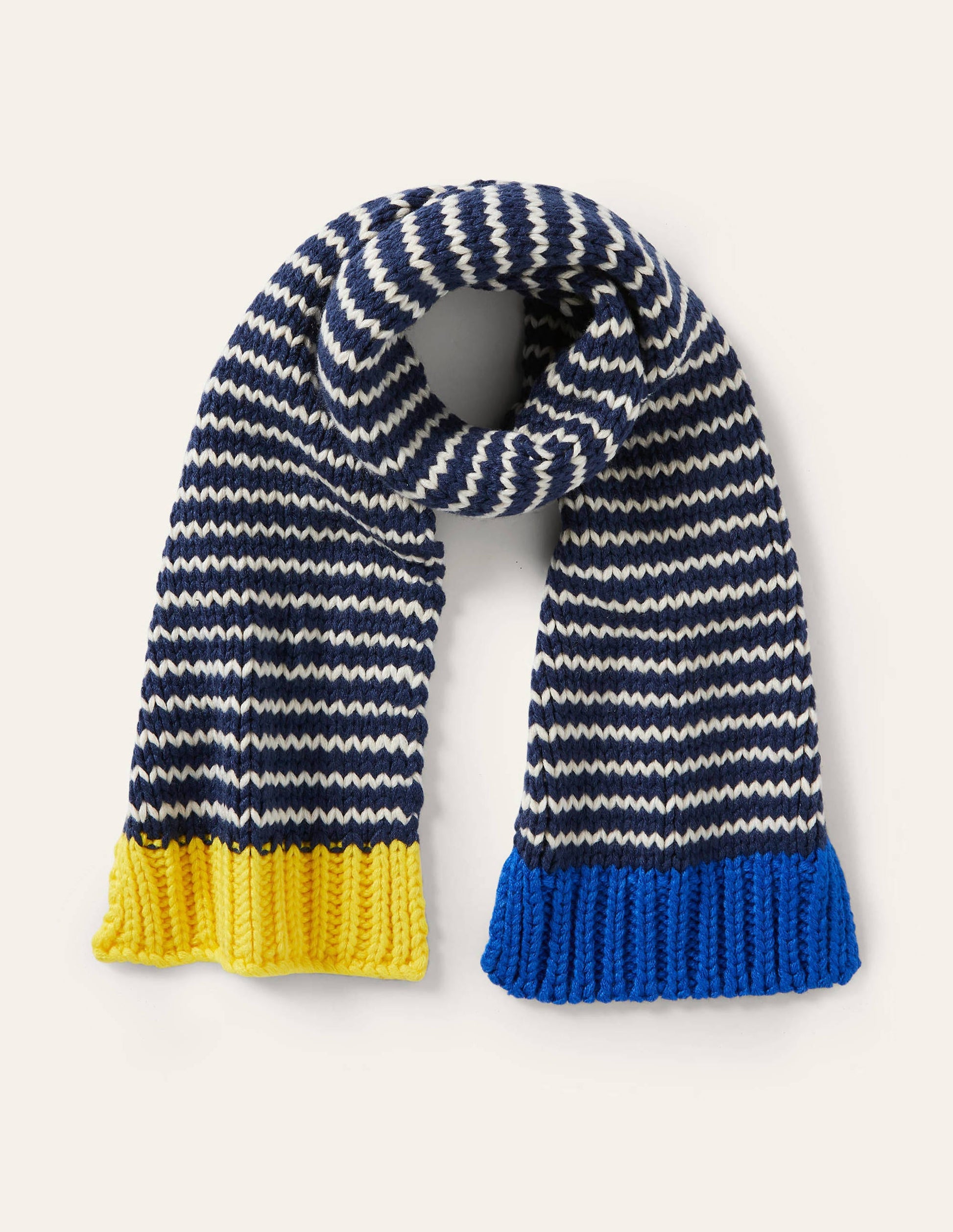 Knitted Striped Scarf-College Navy/Ivory-2