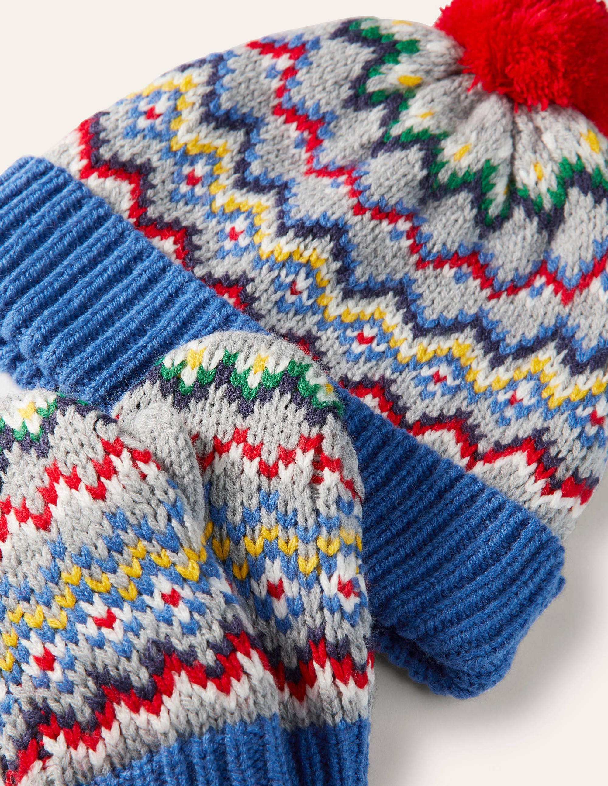 Fair Isle Hat and Mittens Set-Grey Marl - Image 2