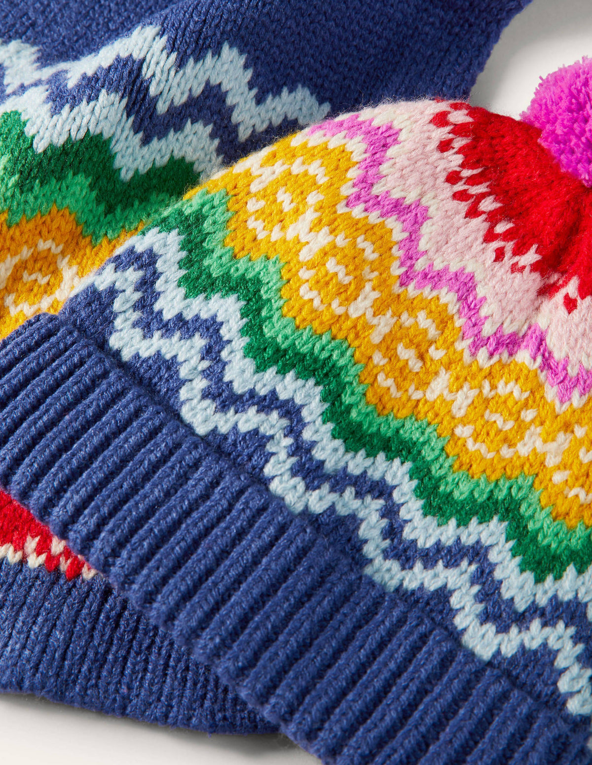 Knitted Scarf and Hat Set-College Navy Fairisle-2