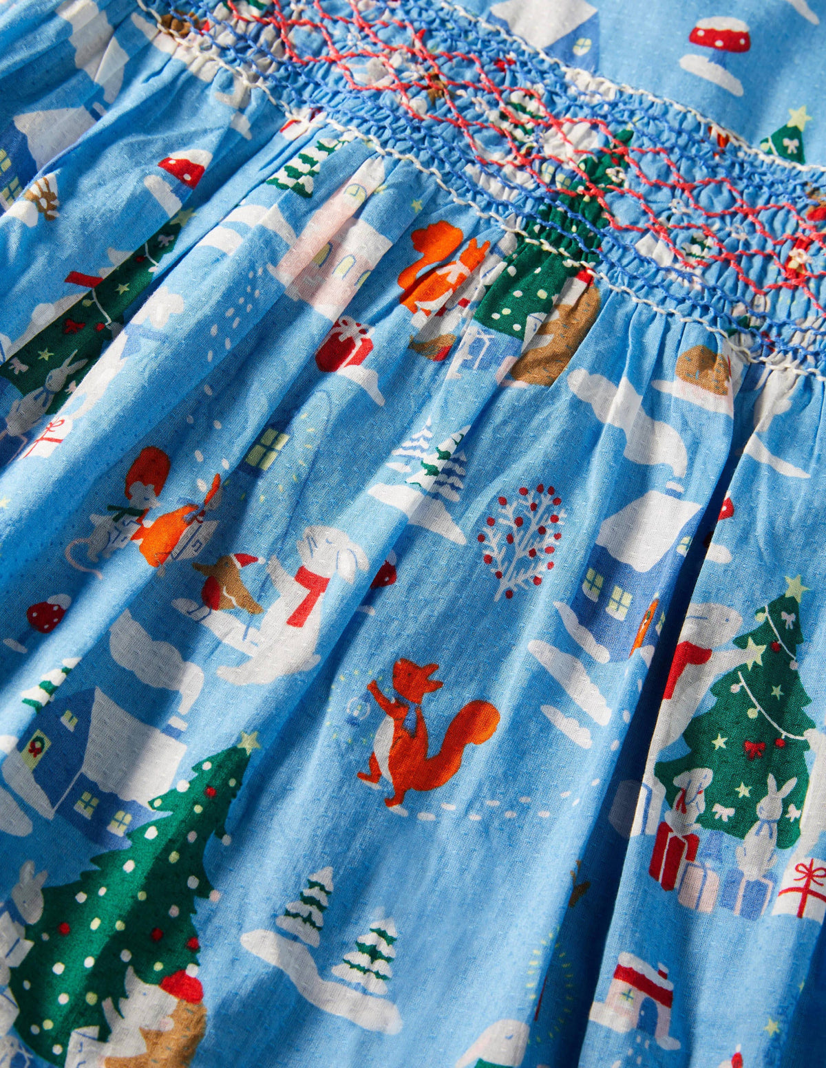 Smocked Dress-Blue Woodland Christmas - Image 3