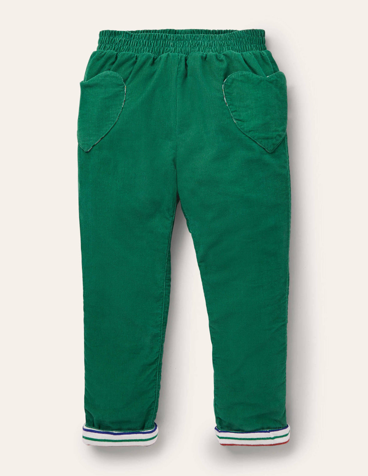 Lined Pull-on Cord Pants-Forest Green - Image 1