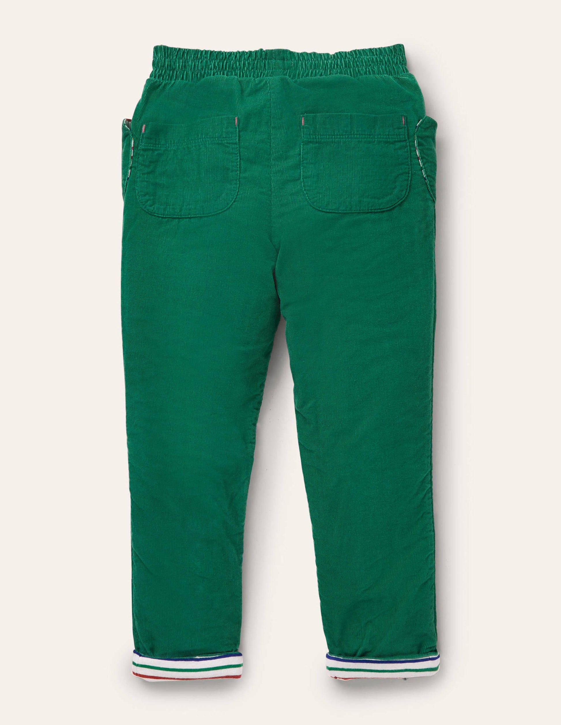 Lined Pull-on Cord Pants-Forest Green-2