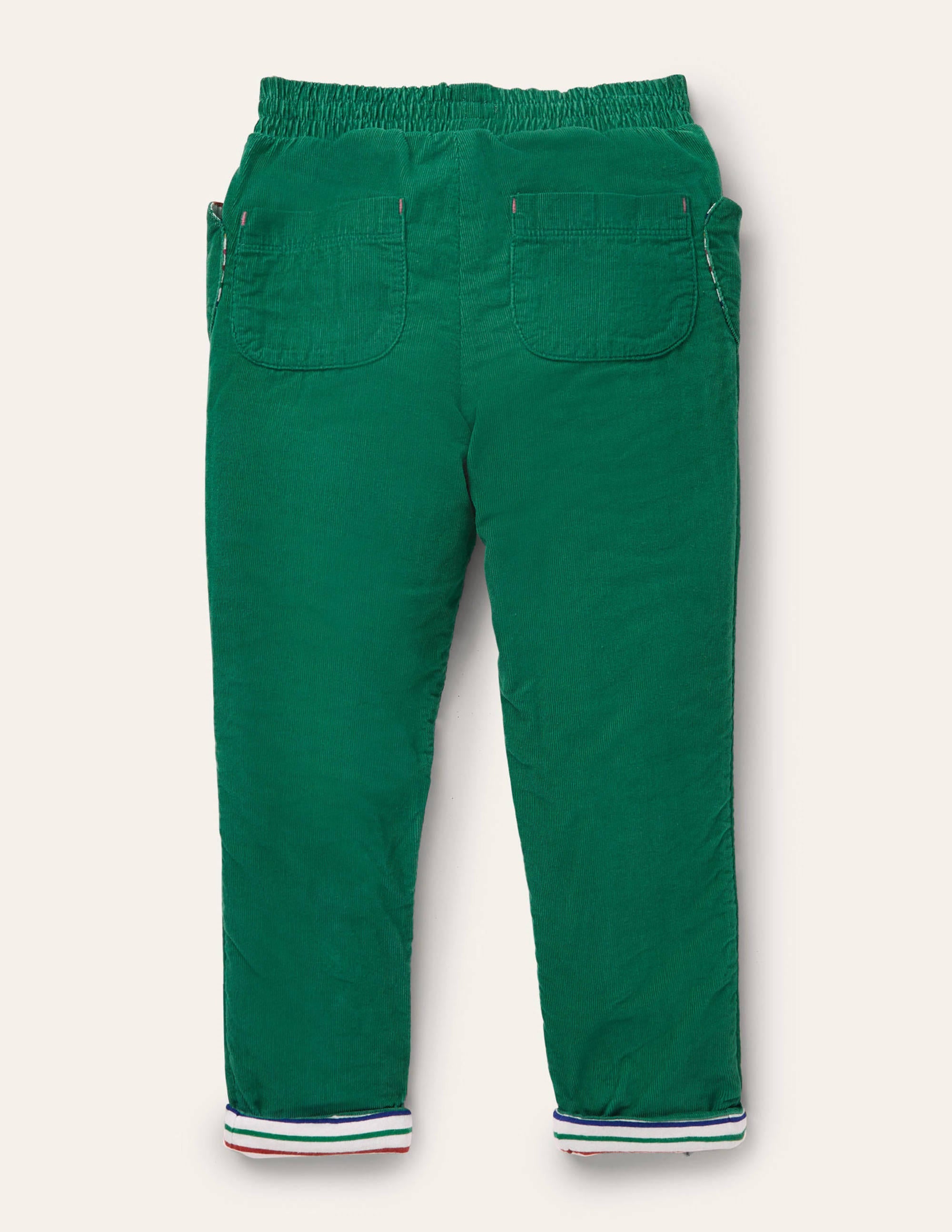 Lined Pull-on Cord Pants-Forest Green - Image 2
