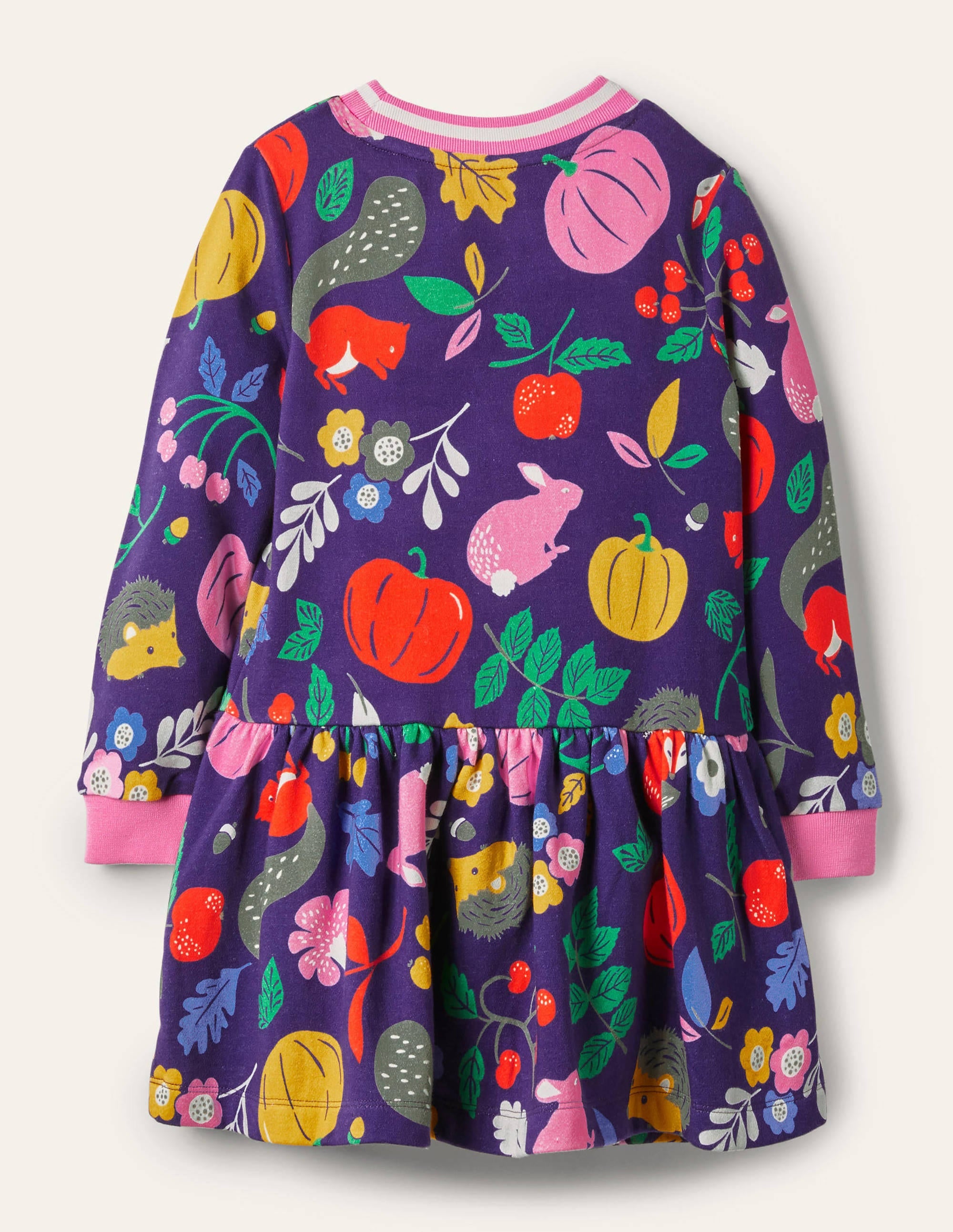 Cosy Printed Sweatshirt Dress-Starboard Blue Forest Friends - Image 2