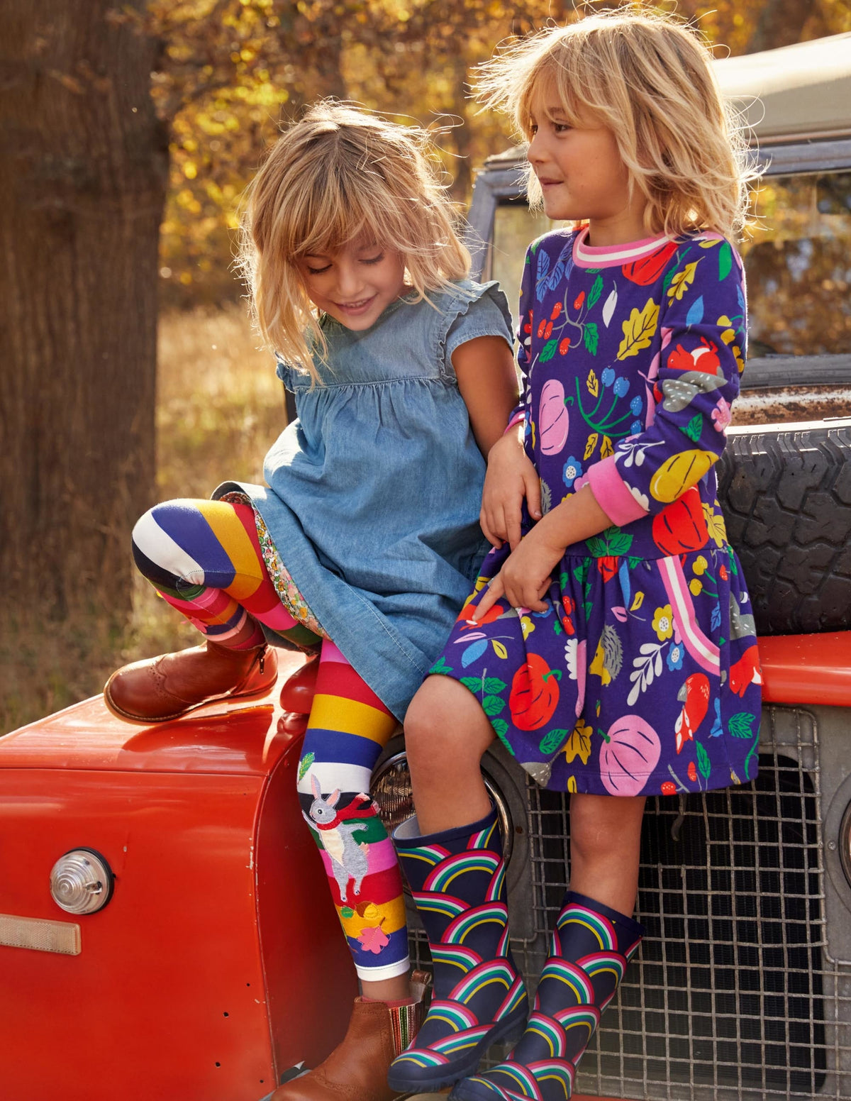 Cosy Printed Sweatshirt Dress-Starboard Blue Forest Friends-4