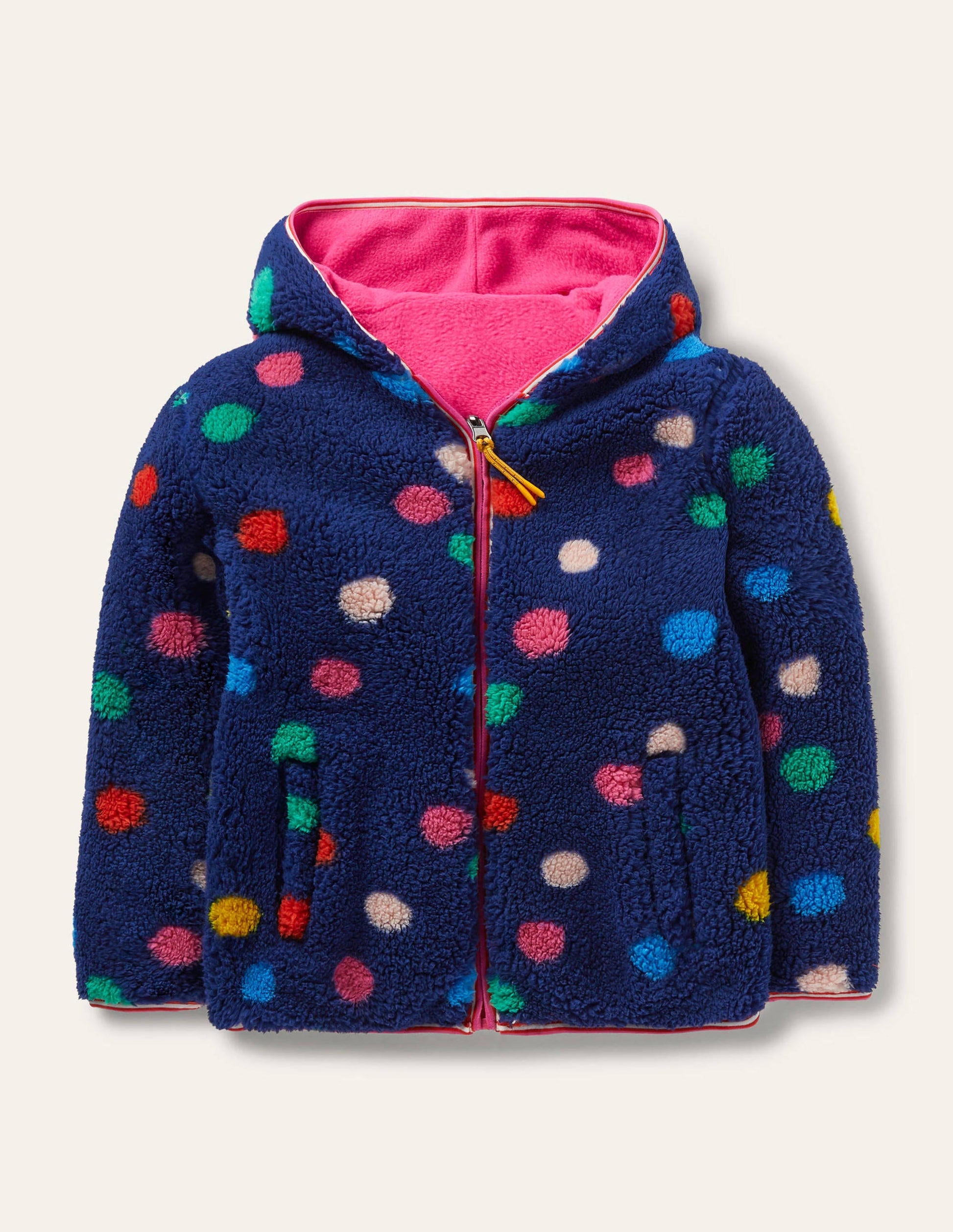 Cosy Reversible Fleece Hoodie-Starboard Blue Multi Spot-1