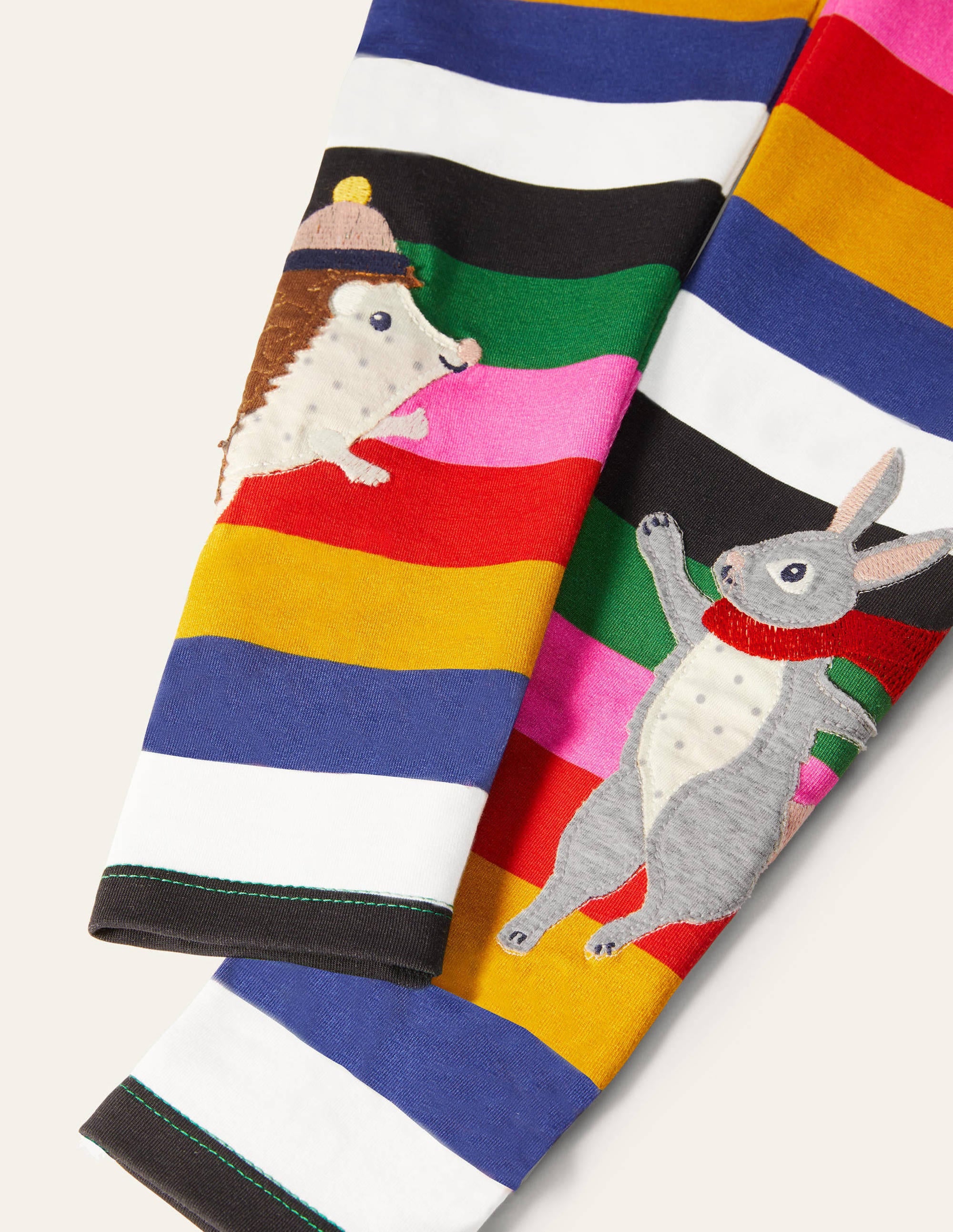 Fun Appliqué Leggings-Multi Stripe Animals - Image 3