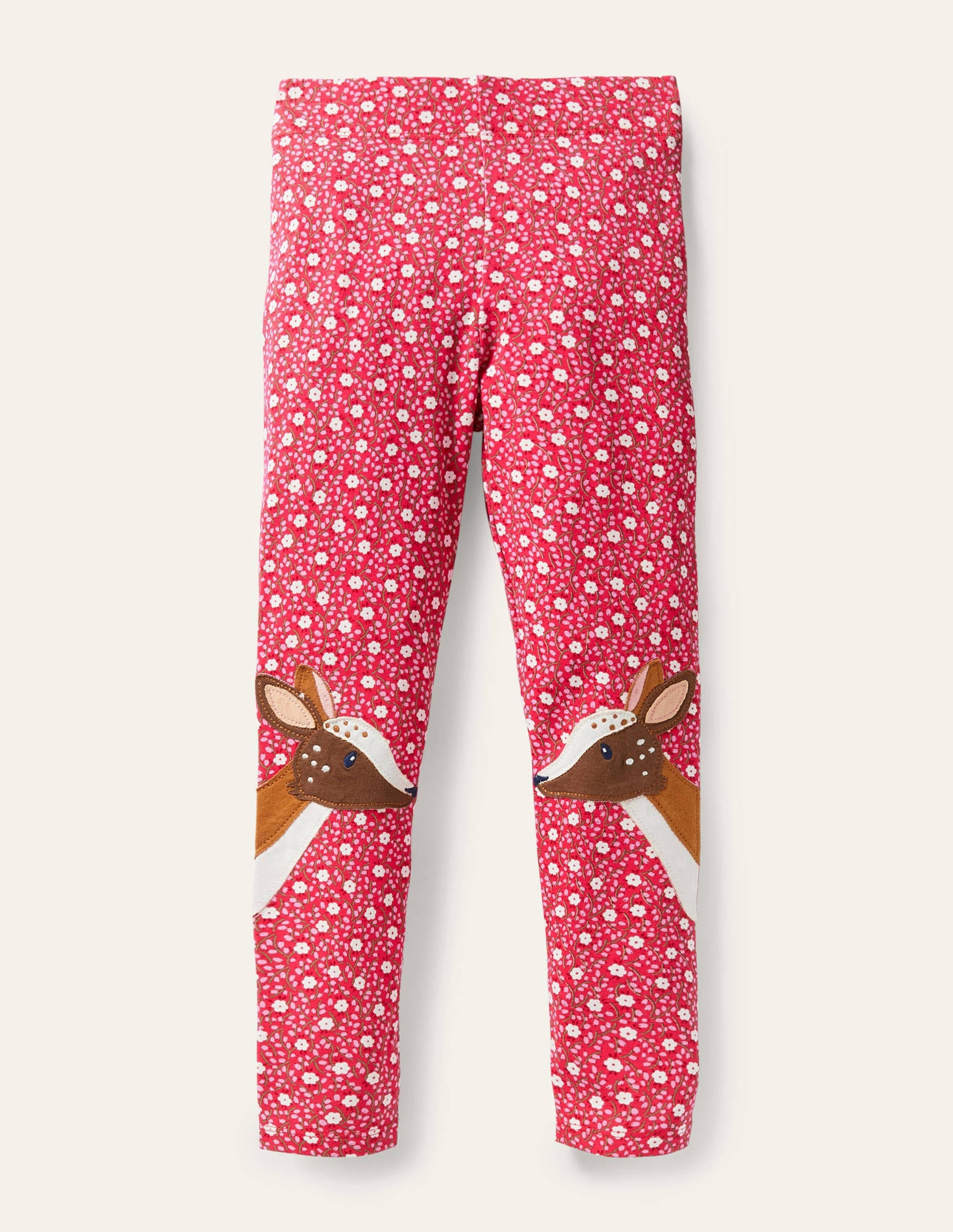 Fun Appliqué Leggings-Floral Ditsy Rose Deer - Image 1