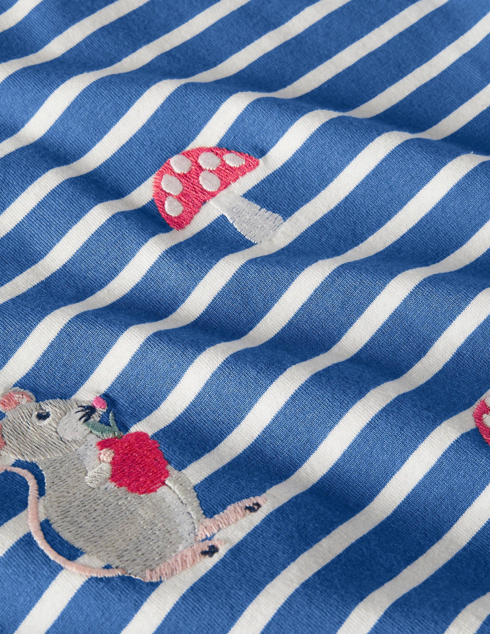 Embroidered Stripy T-shirt-Elizabethan Blue/Ivory Mouse-3