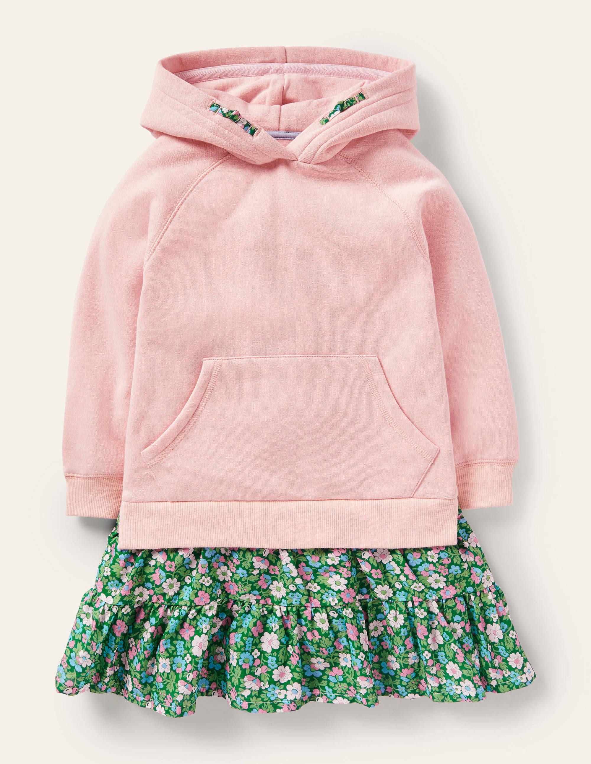 Cosy Hooded Dress-Boto Pink Floral - Image 1