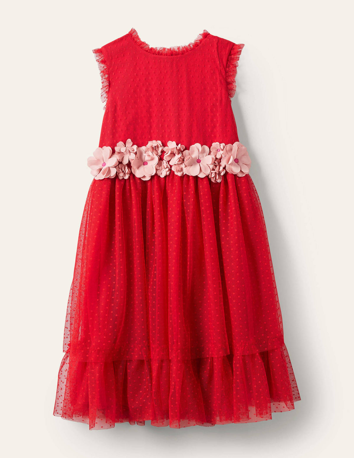 Floral Corsage Dress-Rockabilly Red - Image 1